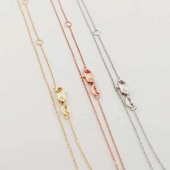 10K Sparkling Adjustable Gold Chain-Yellow, White, Rose