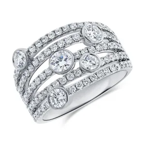 14k Gold 1.72 Ct Diamond Bezel and Prong Set Ring, available in White, Rose and Yellow Gold
