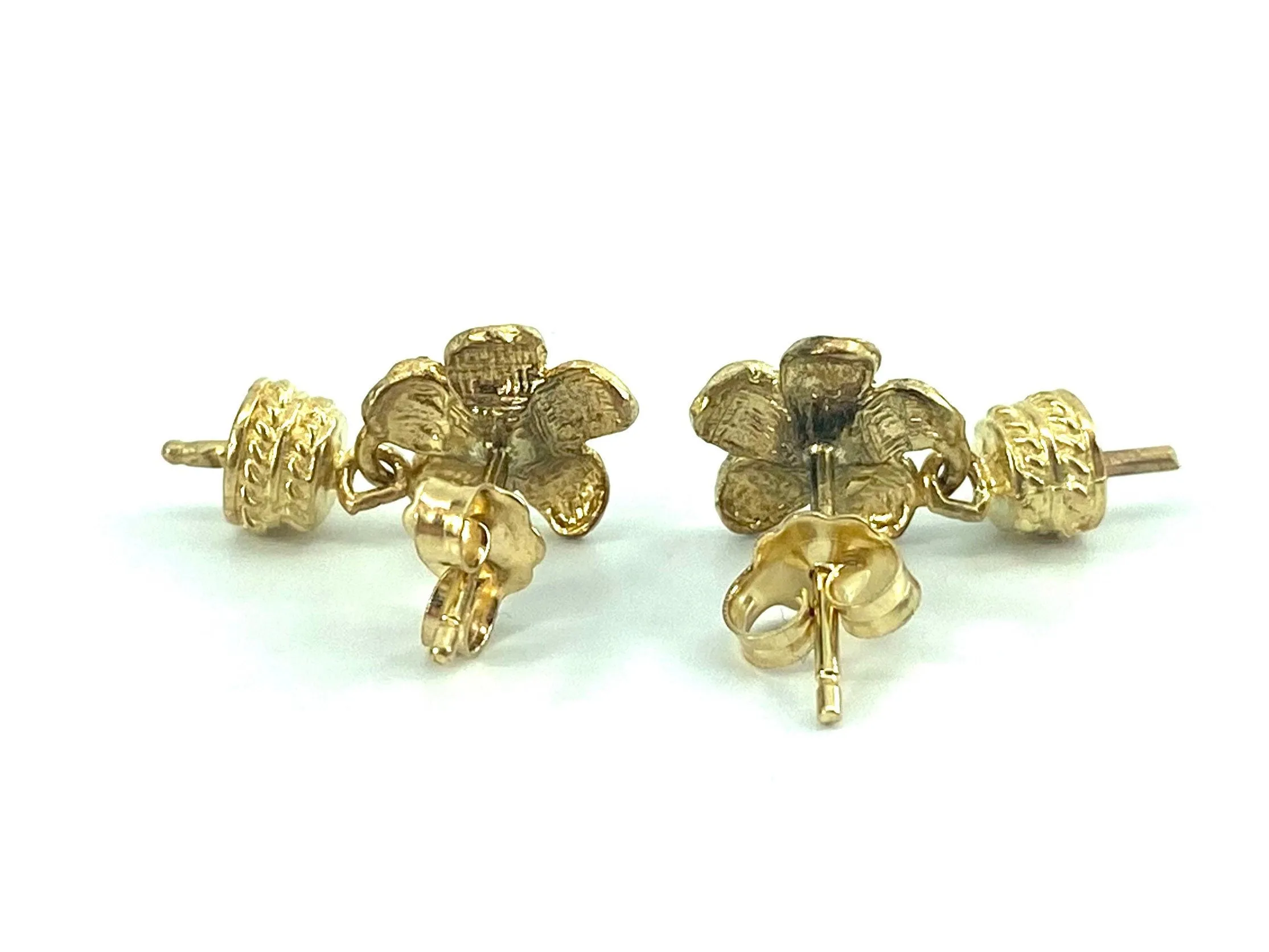14K Solid Gold Plumeria with Plumeria Earring Settings, Sku#14KYPLUMERIA