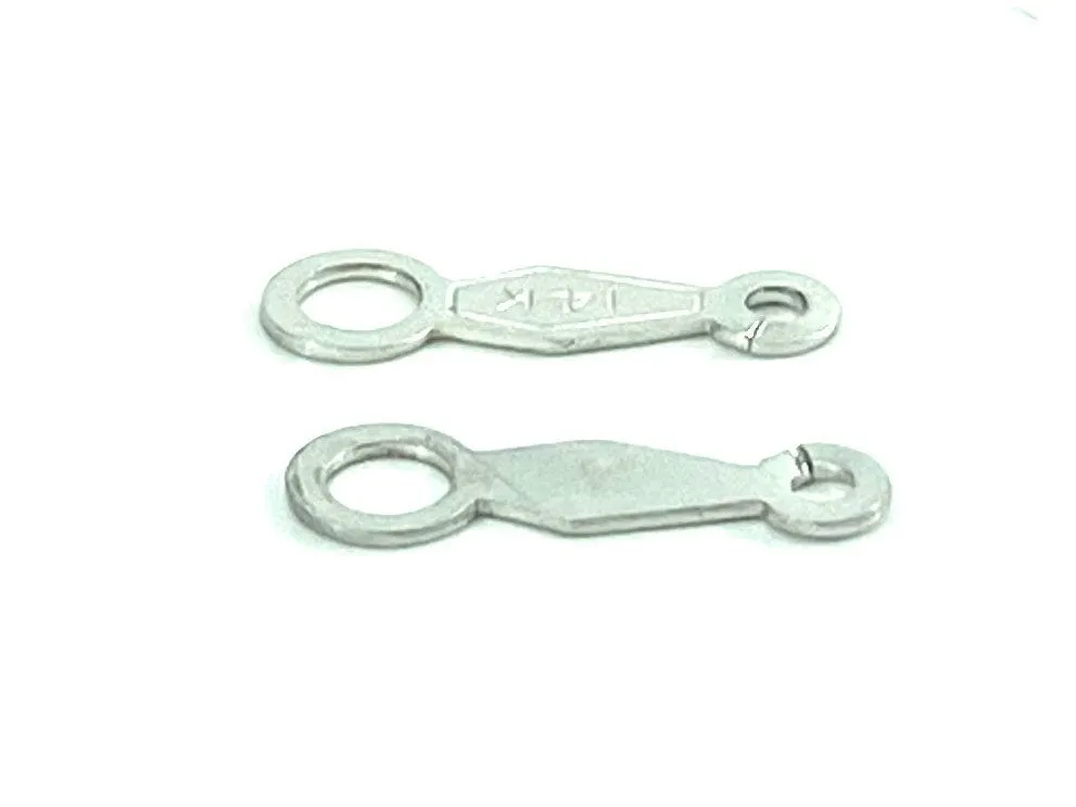 14K Solid White Gold Open Ring Chain Tag, Sku#12-78-40