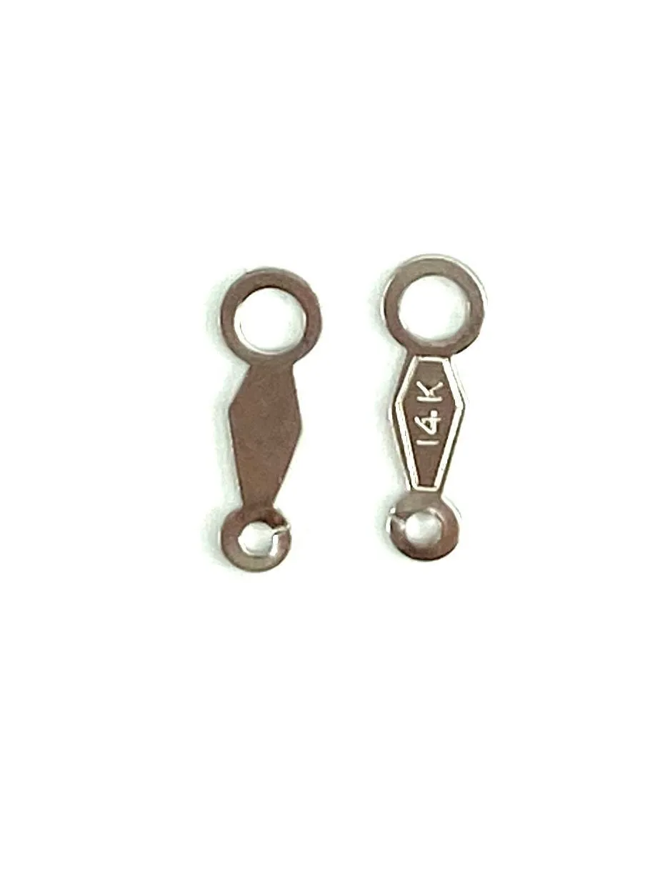 14K Solid White Gold Open Ring Chain Tag, Sku#12-78-40