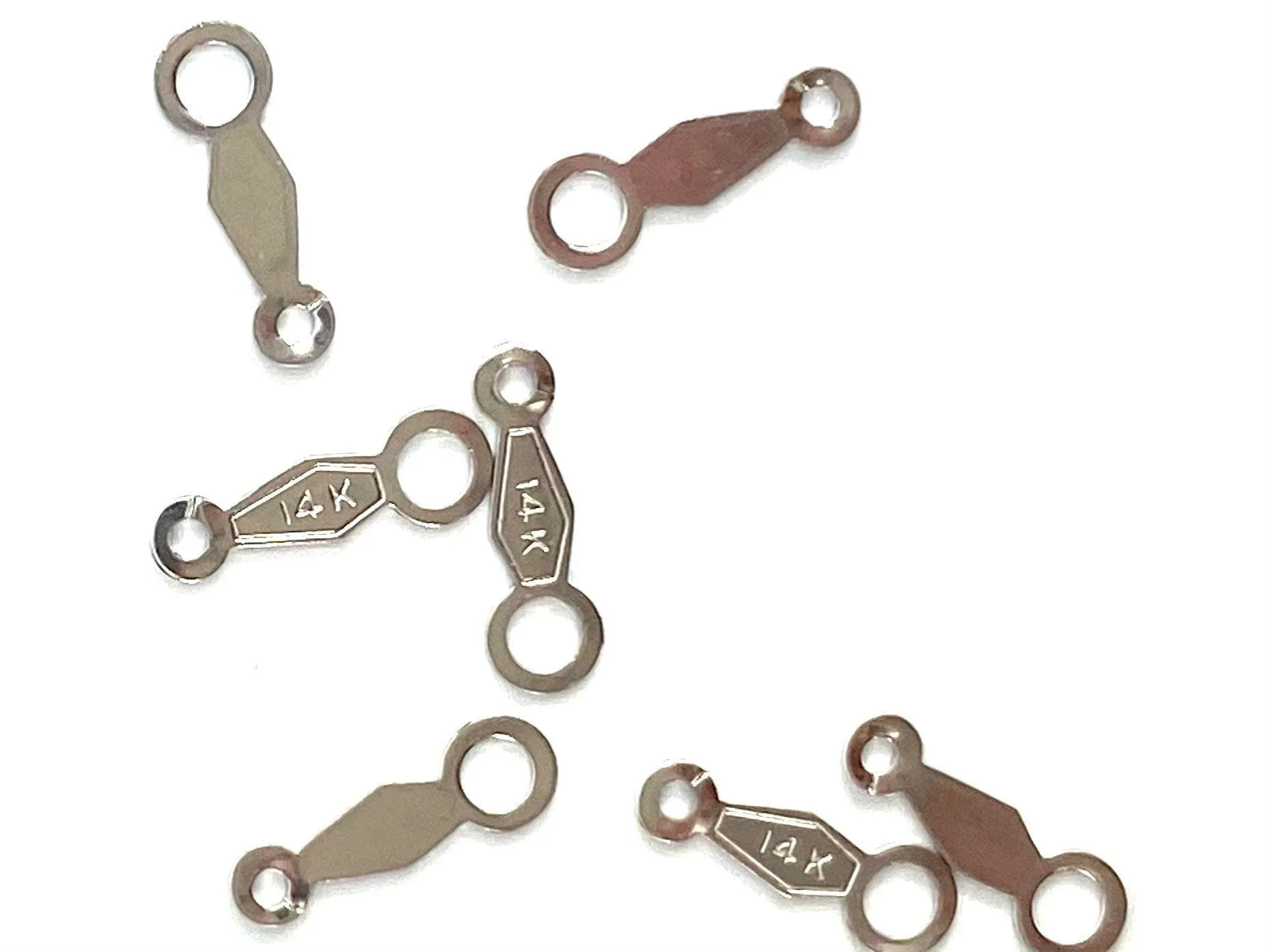 14K Solid White Gold Open Ring Chain Tag, Sku#12-78-40
