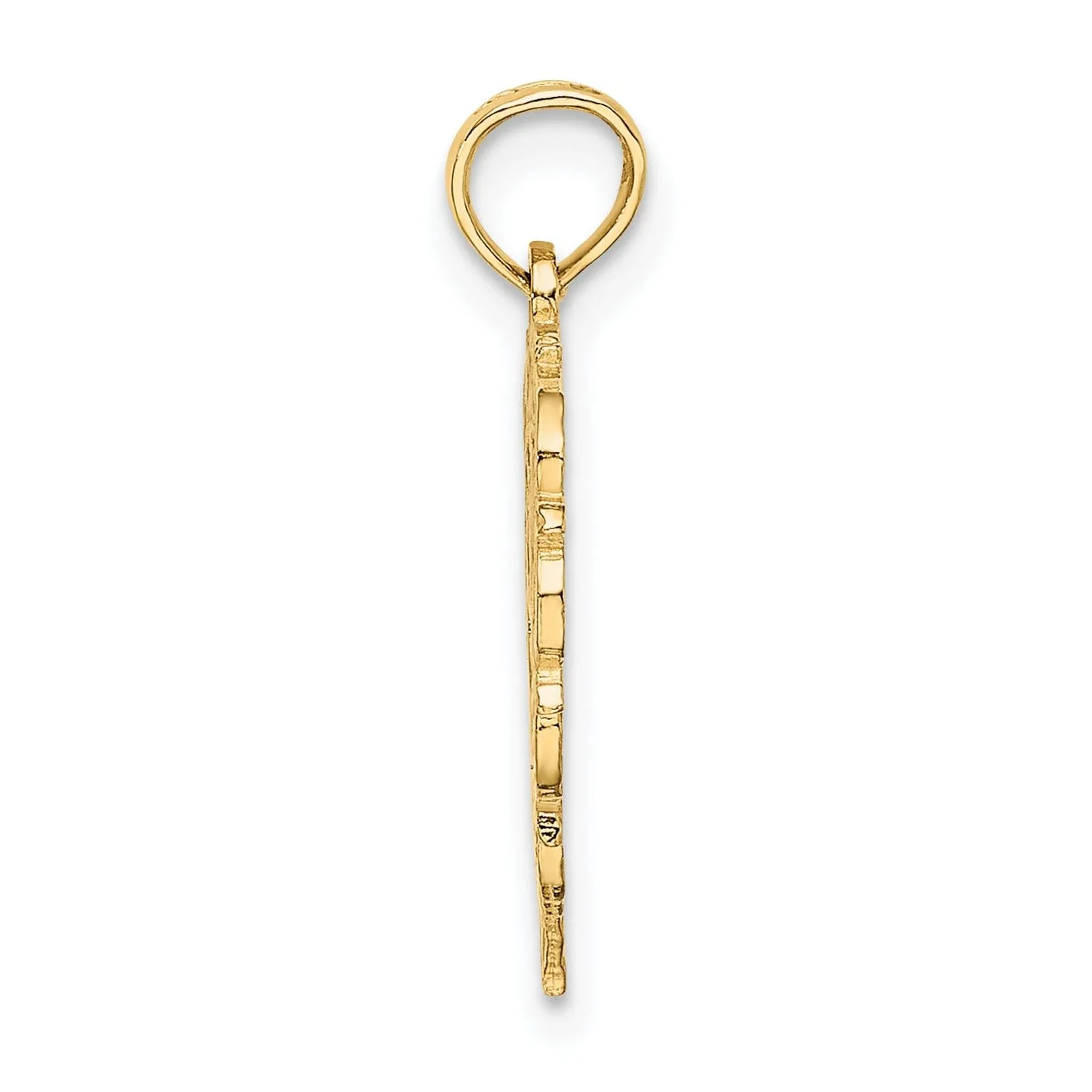 14K Yellow Gold Heart Shape Fancy Script Letter G Initial Charm Pendant