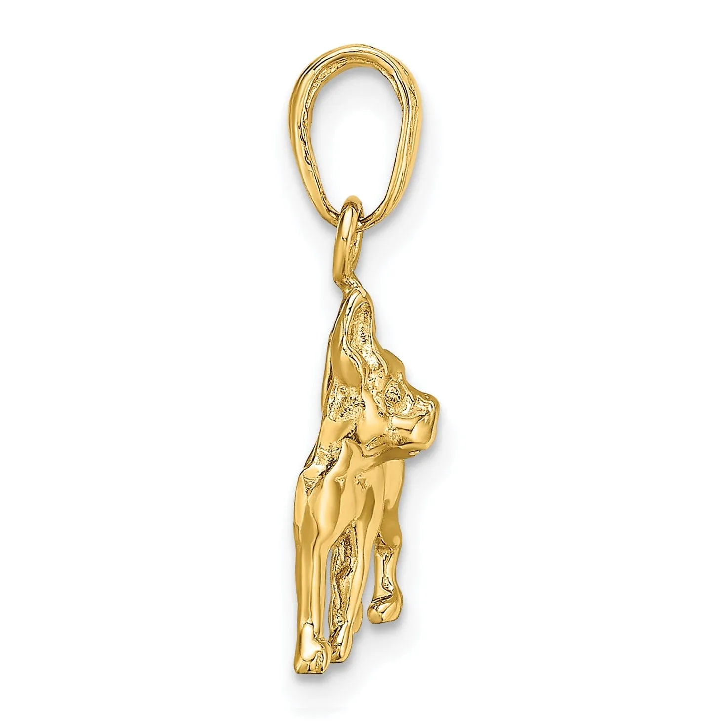 14k Yellow Gold Open Back Solid Polished Finish Boston Terrier Dog Charm Pendant