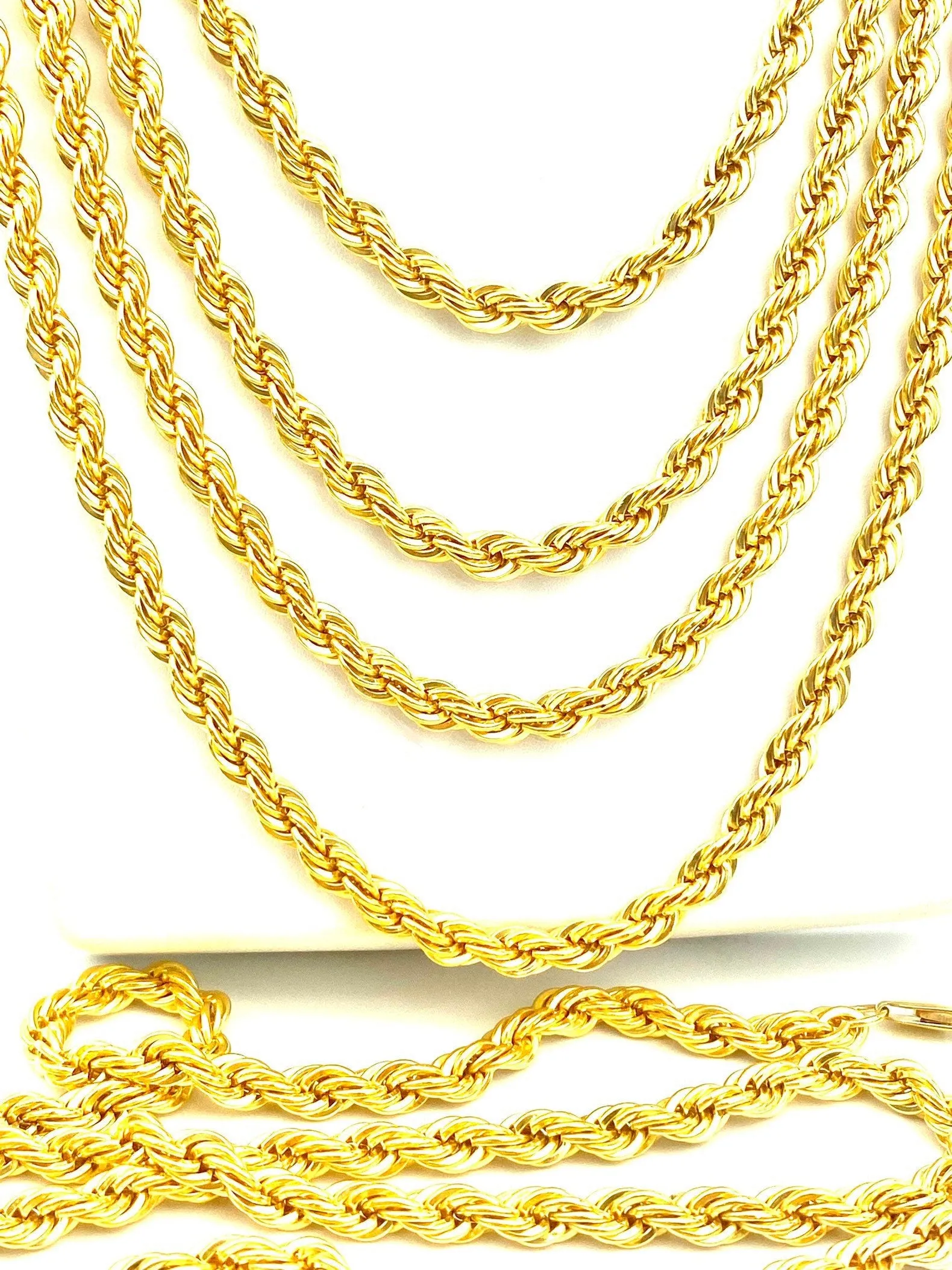 14KGF 6mm French Rope Chain Necklace , Sku#FR-6