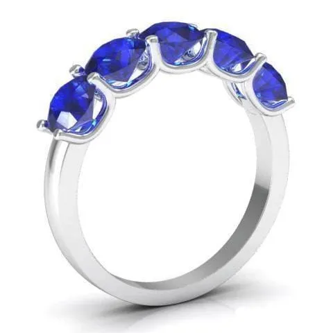 2.00cttw U Prong Blue Sapphire Five Stone Band