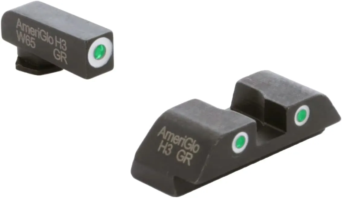 AMERIGLO Classic Series Easily Visible Tritium 3 Dot Night Sight Set - Compatible with Glock Gen 5 9mm/.40, Fits MOS Slide