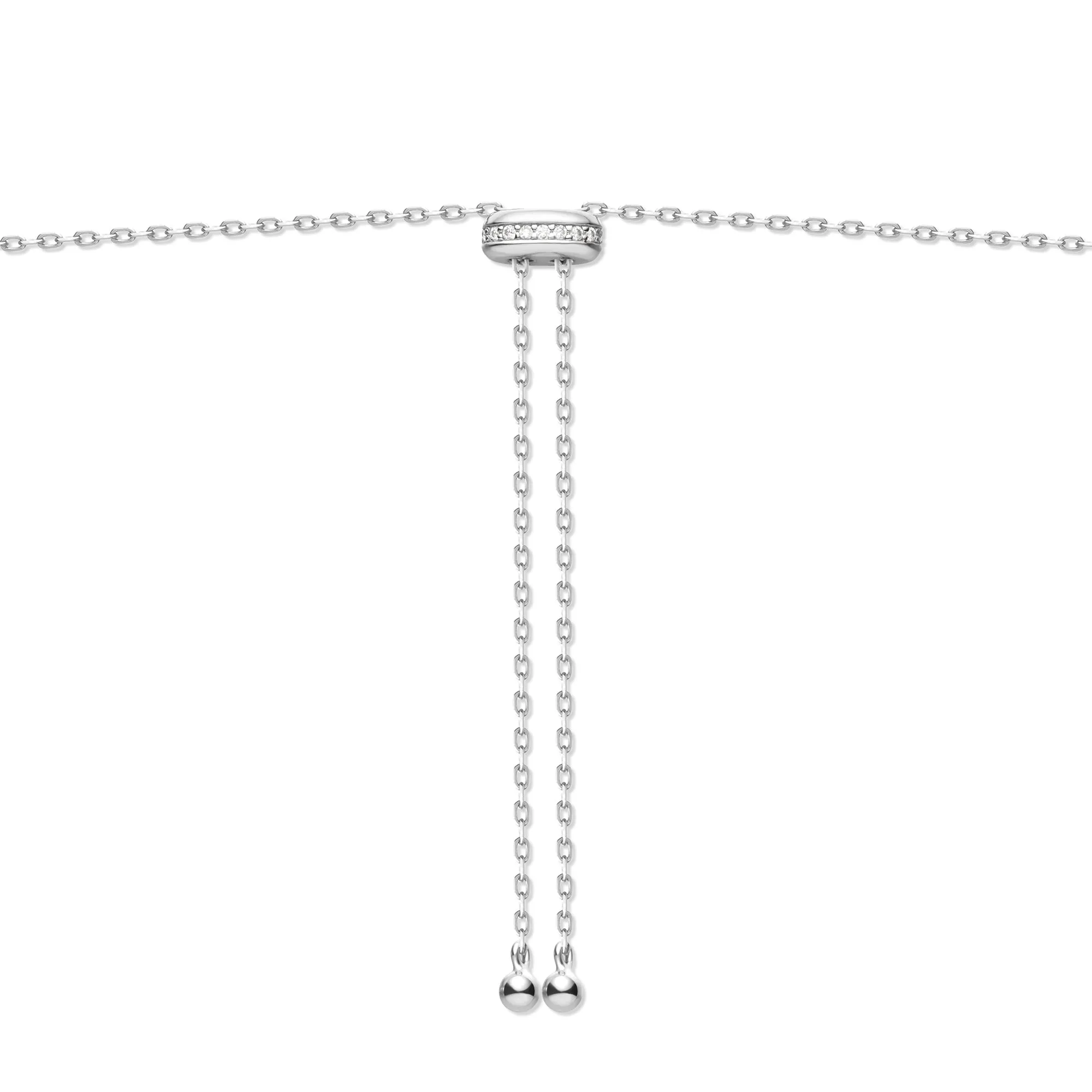 Ania Haie Silver Freshwater Pearl White Cubic Zirconia Bezel Set Slider Necklace N058-06H