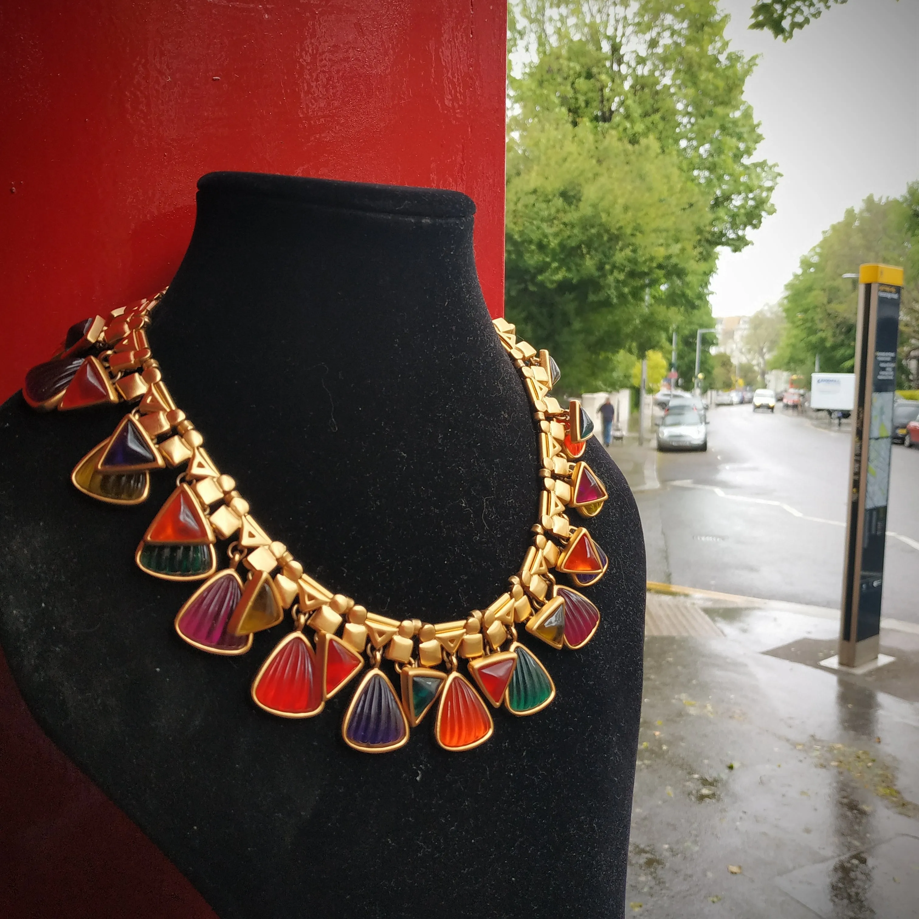 Anne Klein Statement Glass Statement Multicoloured Necklace