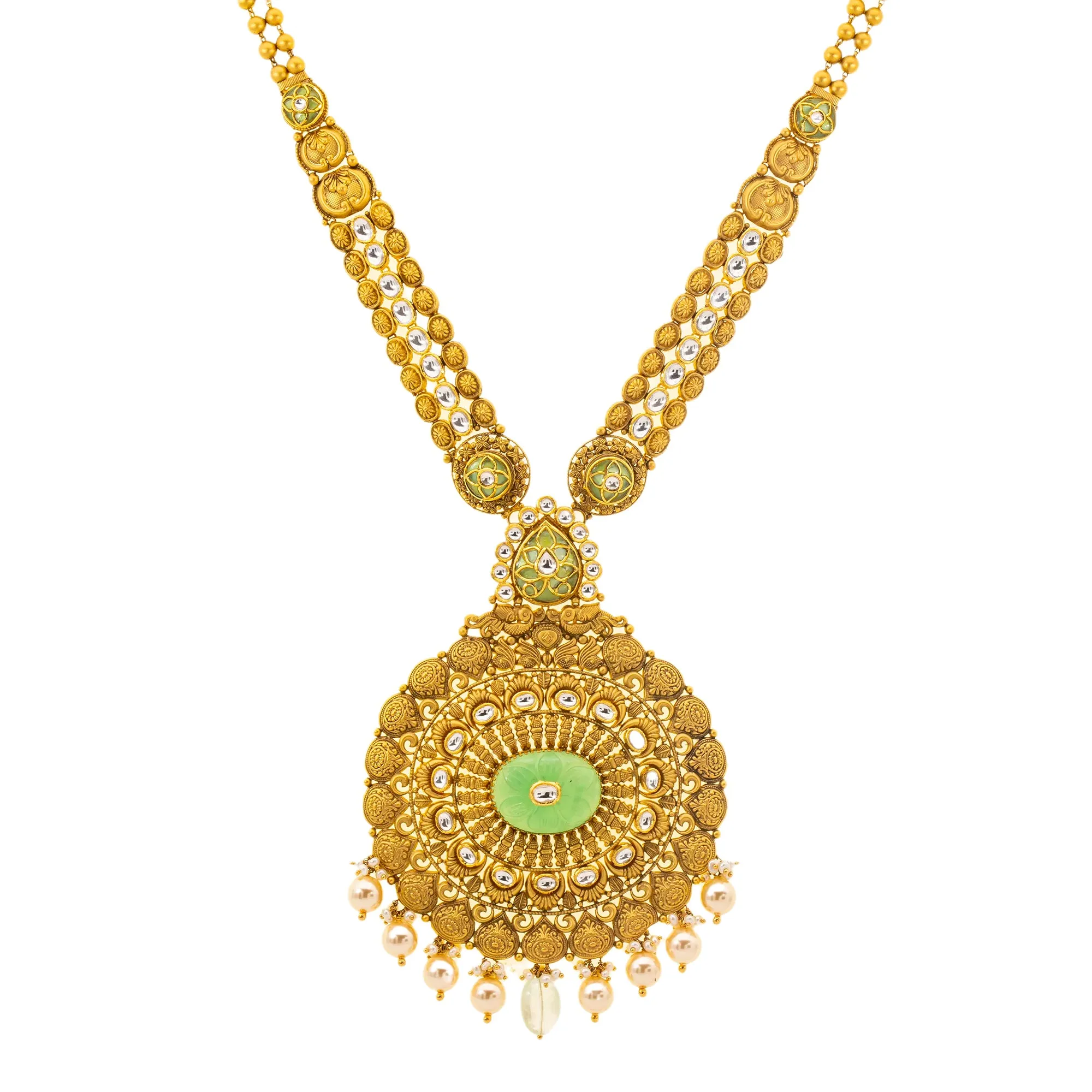 Antique Nisha Jewelry Set in 22K Yellow Gold (136.3gm)