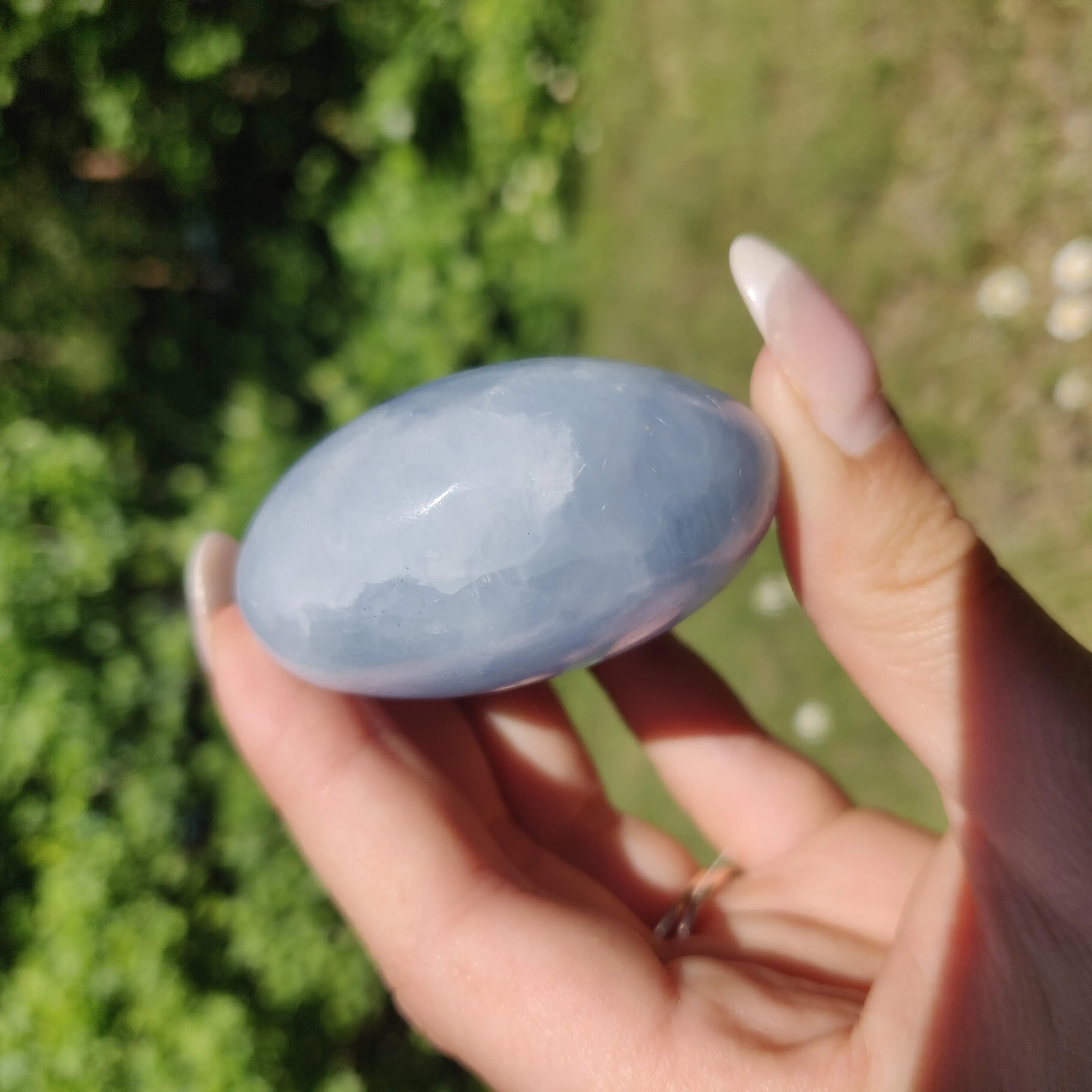Blue Calcite Palm Stone (#2)