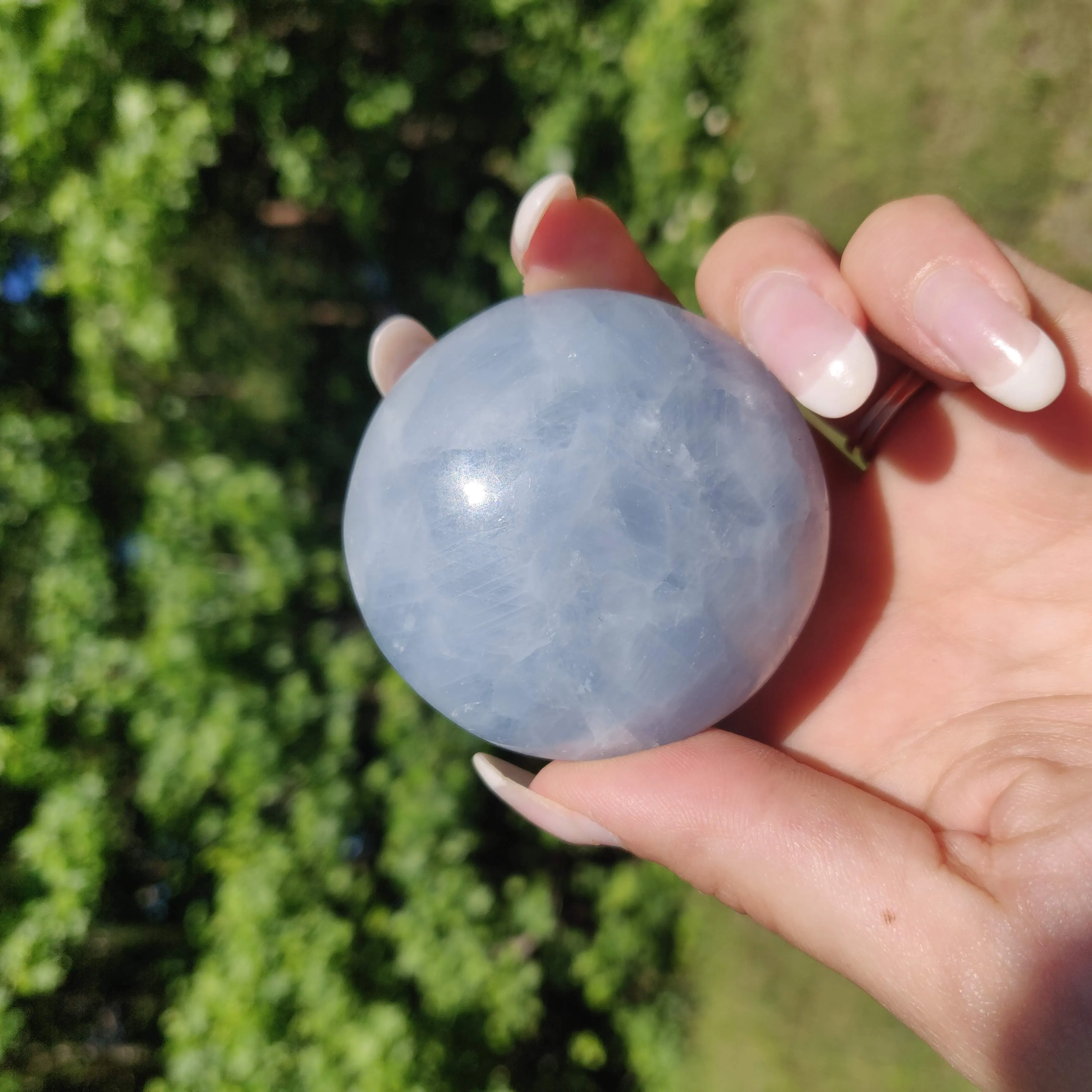 Blue Calcite Palm Stone (#2)