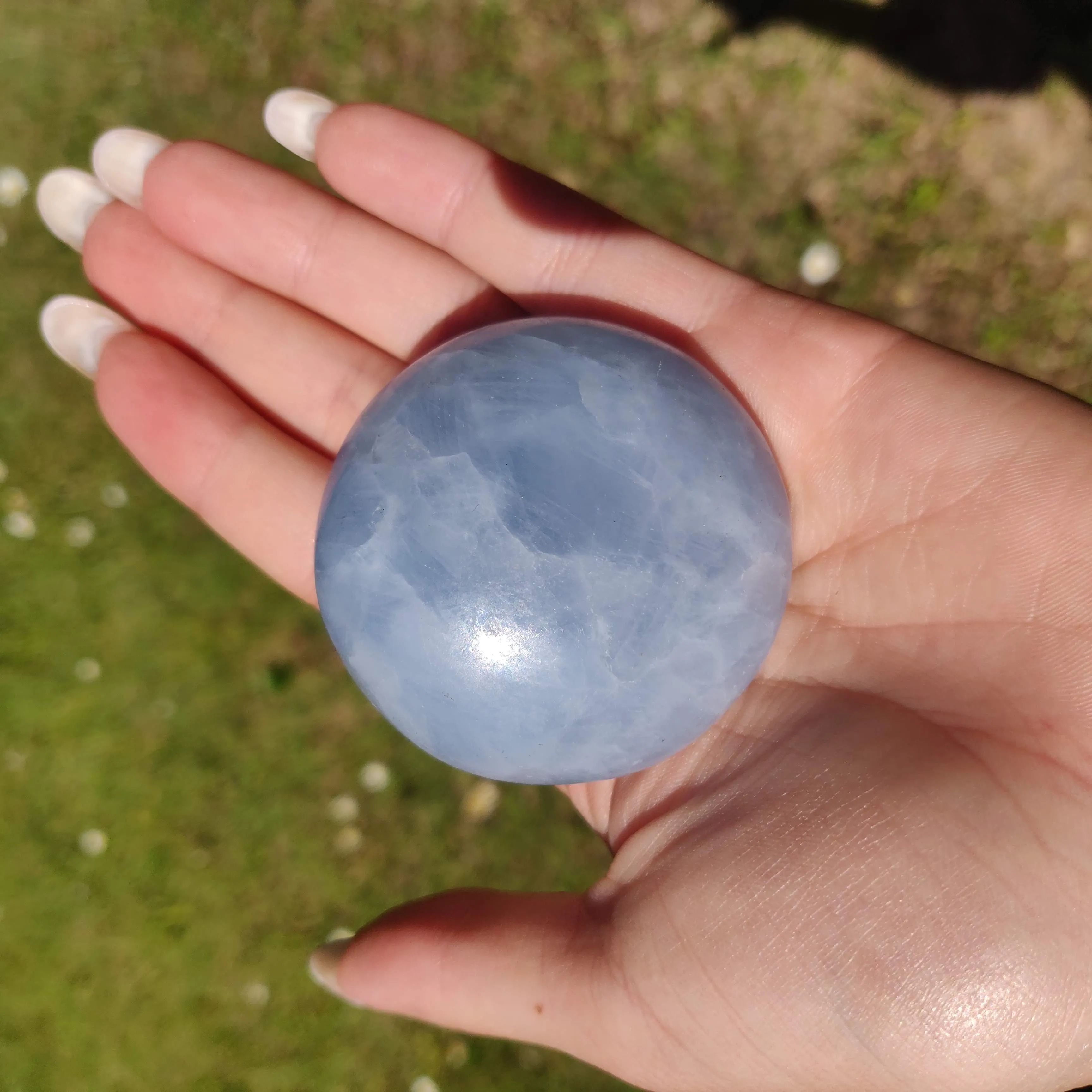 Blue Calcite Palm Stone (#2)
