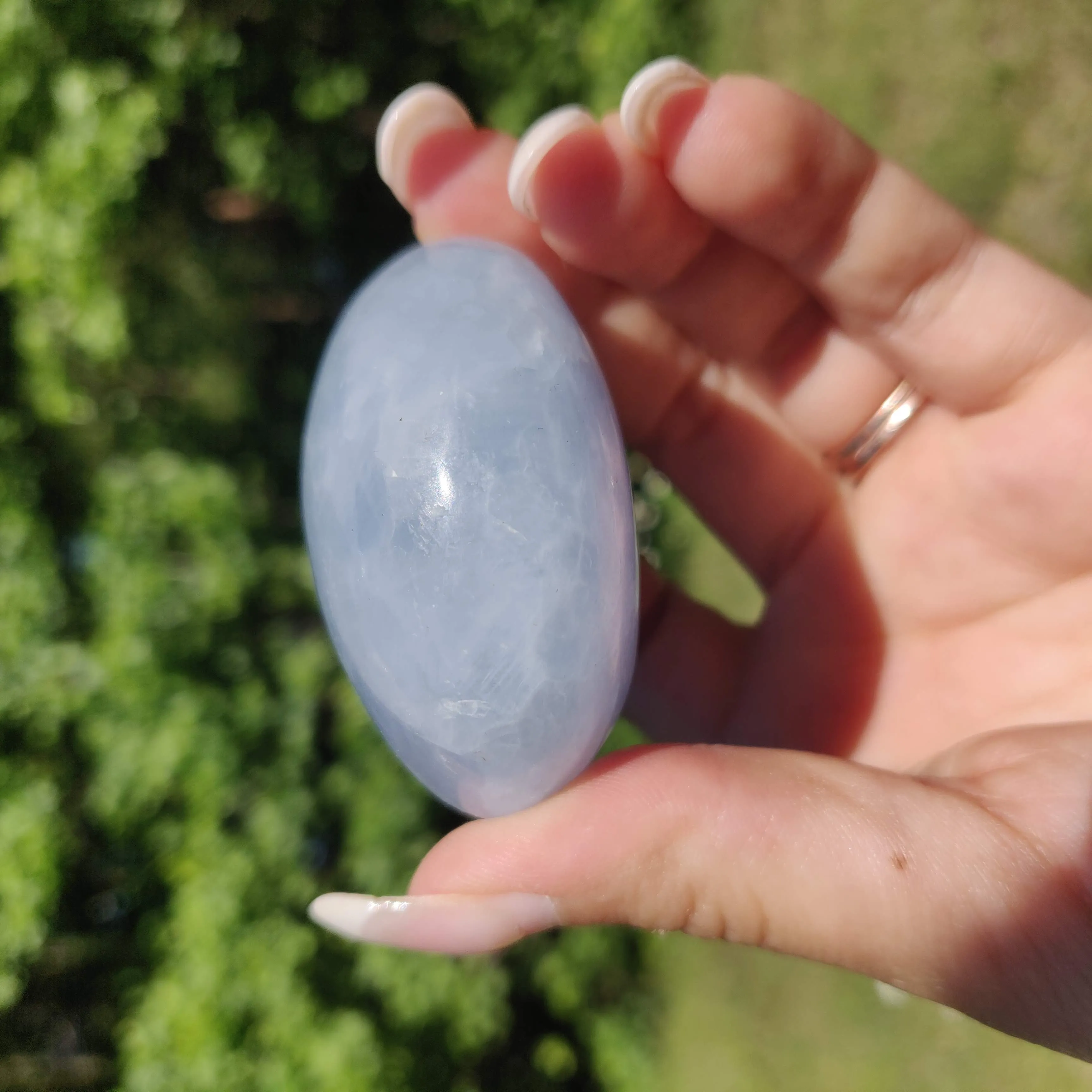 Blue Calcite Palm Stone (#2)