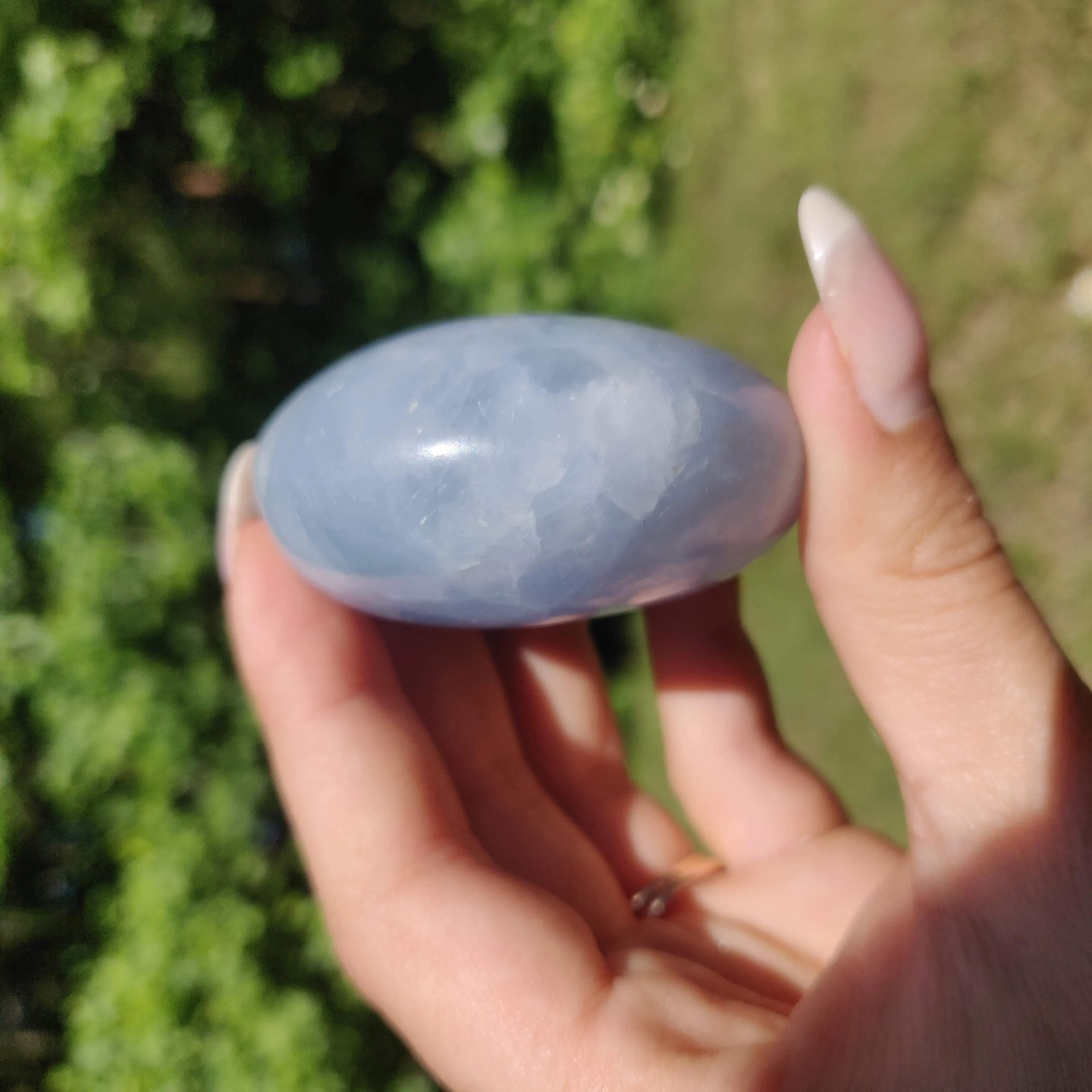 Blue Calcite Palm Stone (#2)