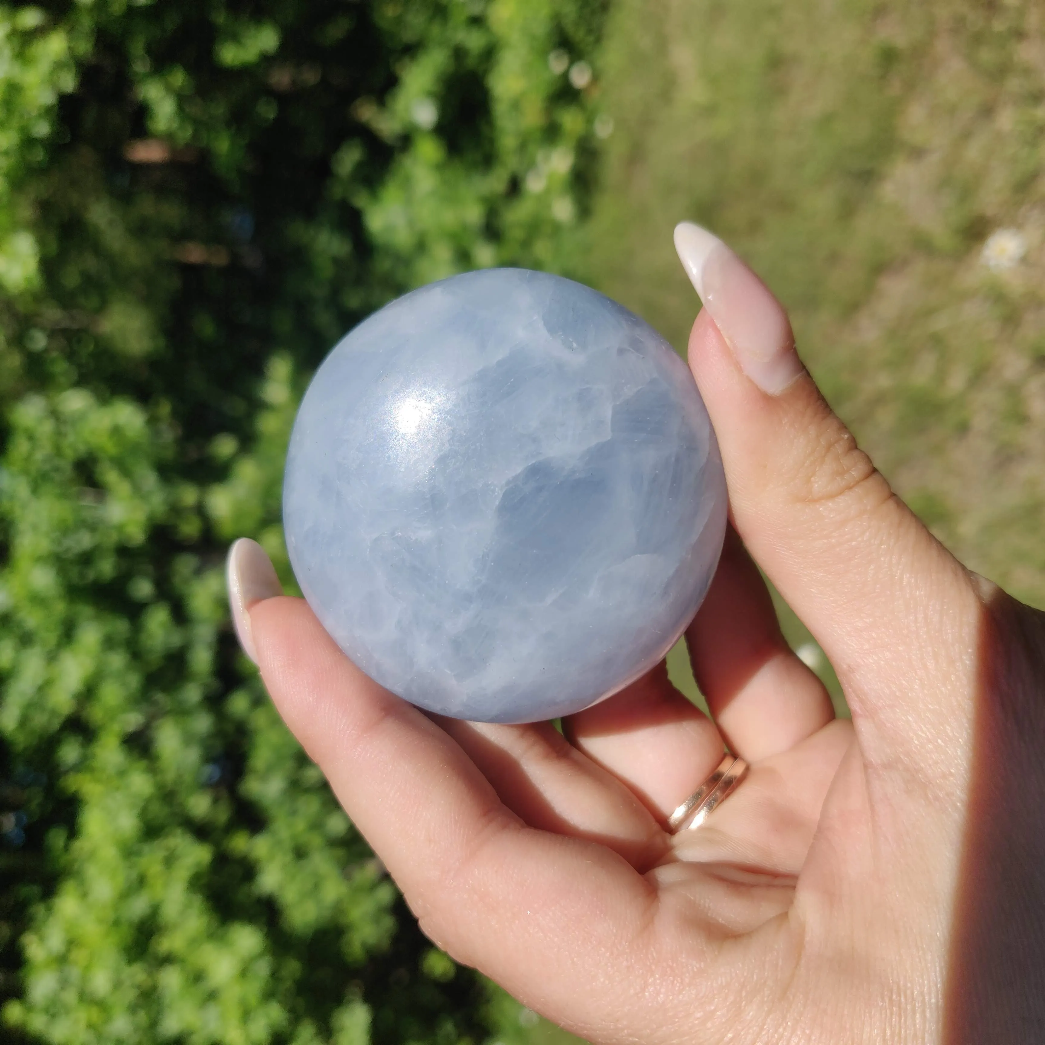 Blue Calcite Palm Stone (#2)