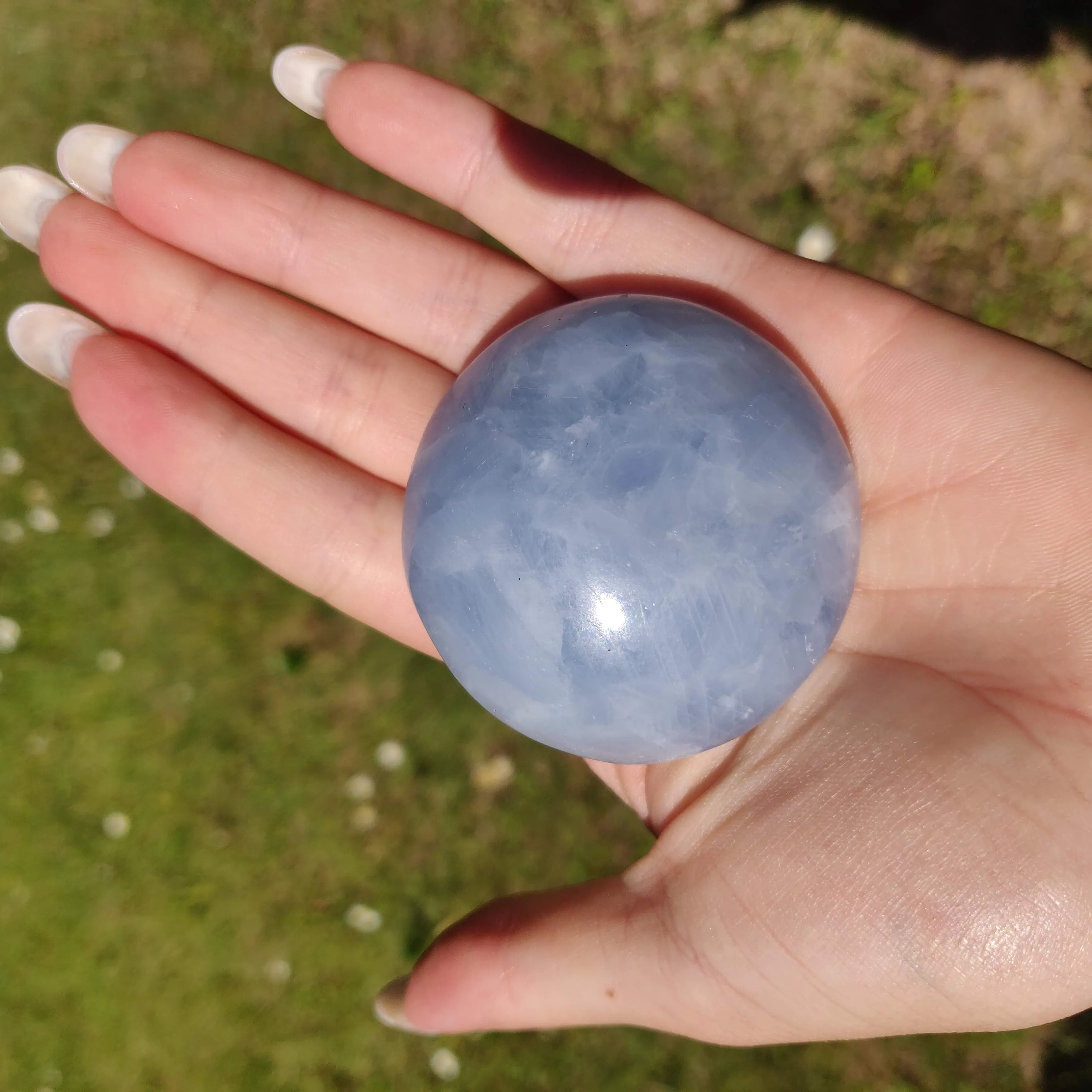 Blue Calcite Palm Stone (#2)