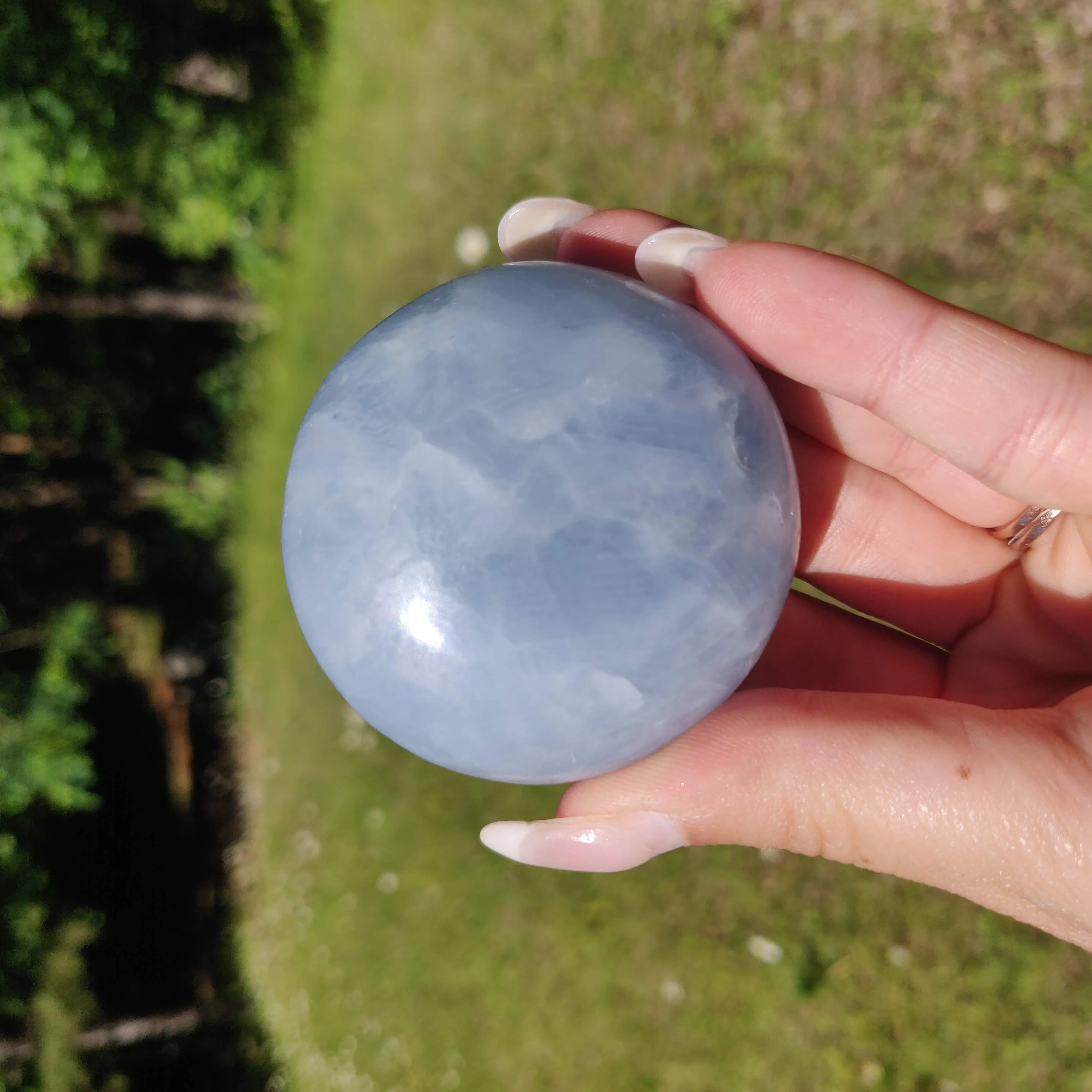 Blue Calcite Palm Stone (#2)