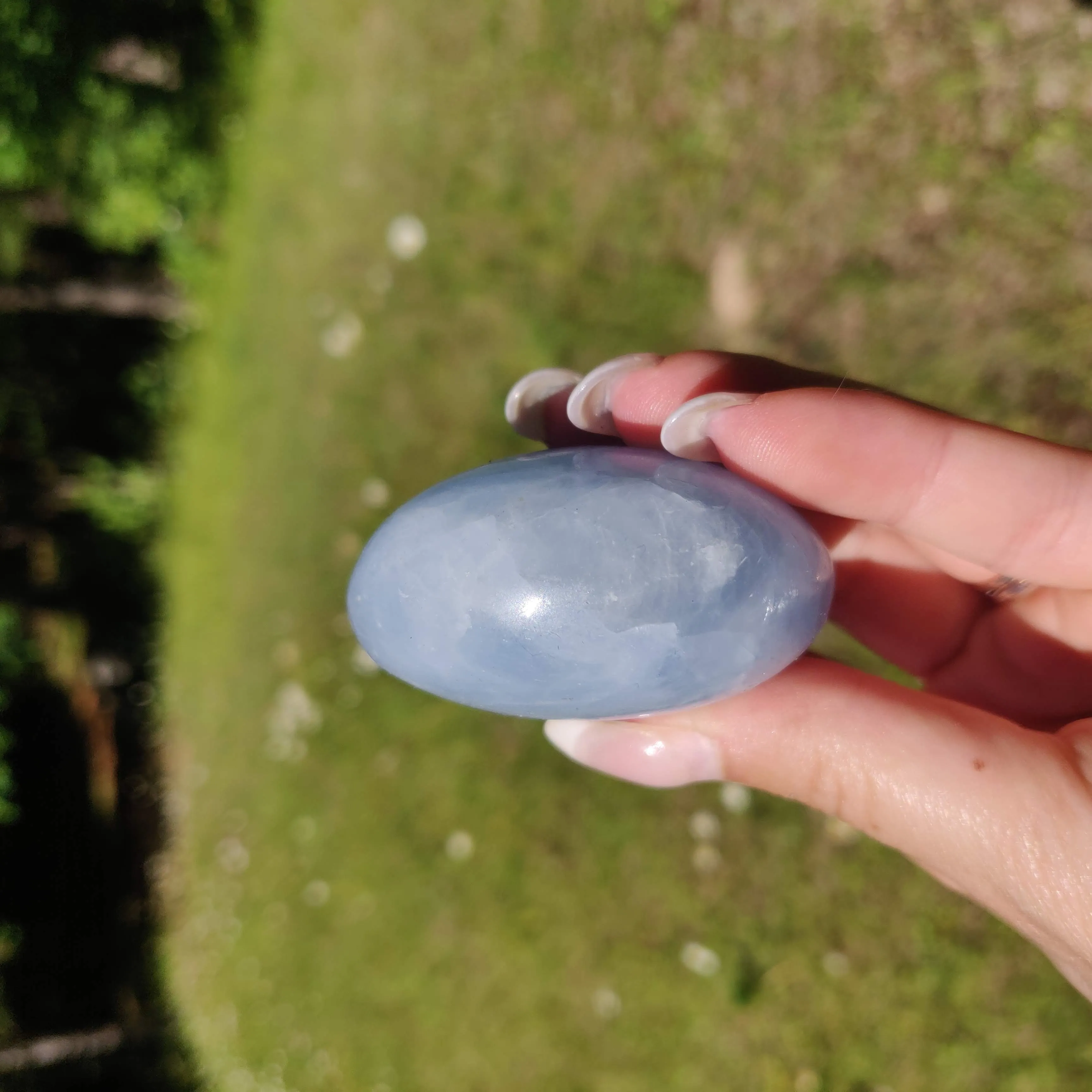 Blue Calcite Palm Stone (#2)