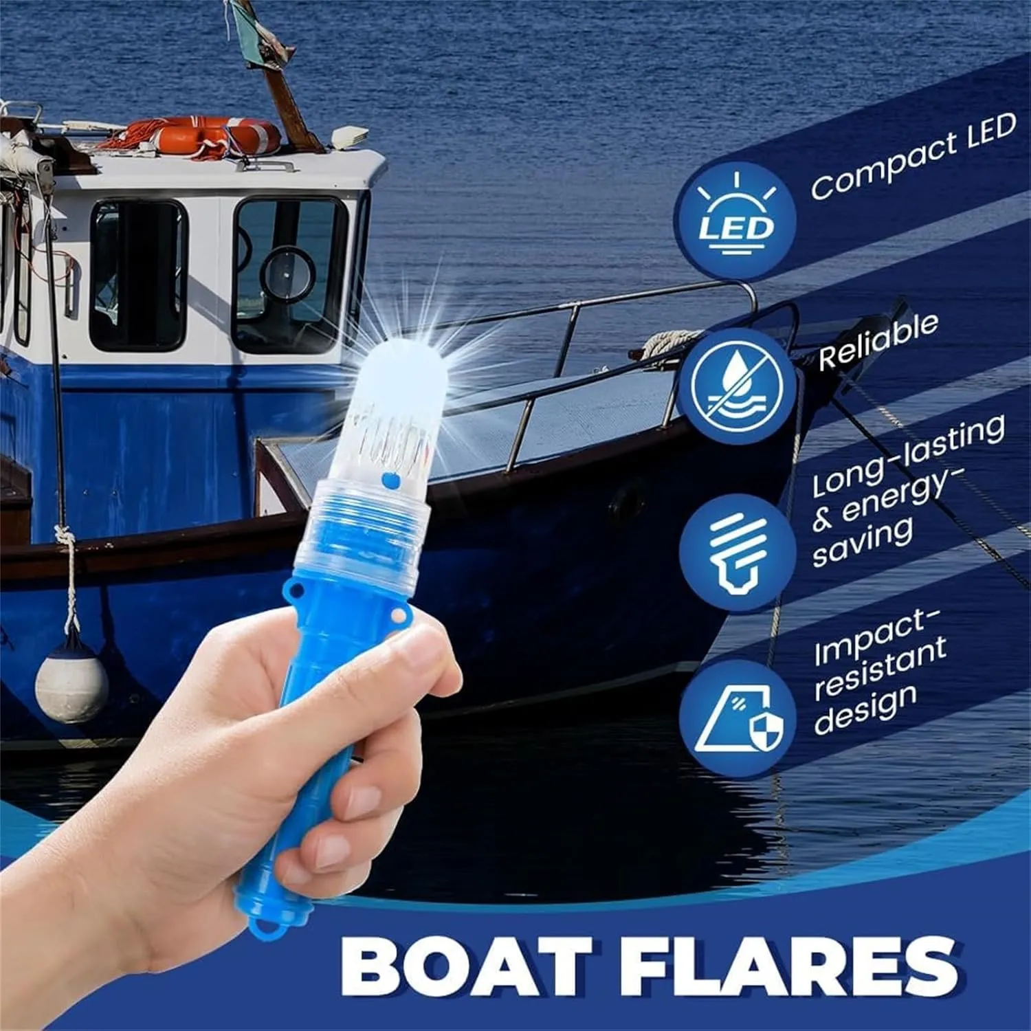 Boat Flares  Boat Safety Beacon Light, for Fishing Boats, Life Rafts & Emergency Signaling (White Red Green)