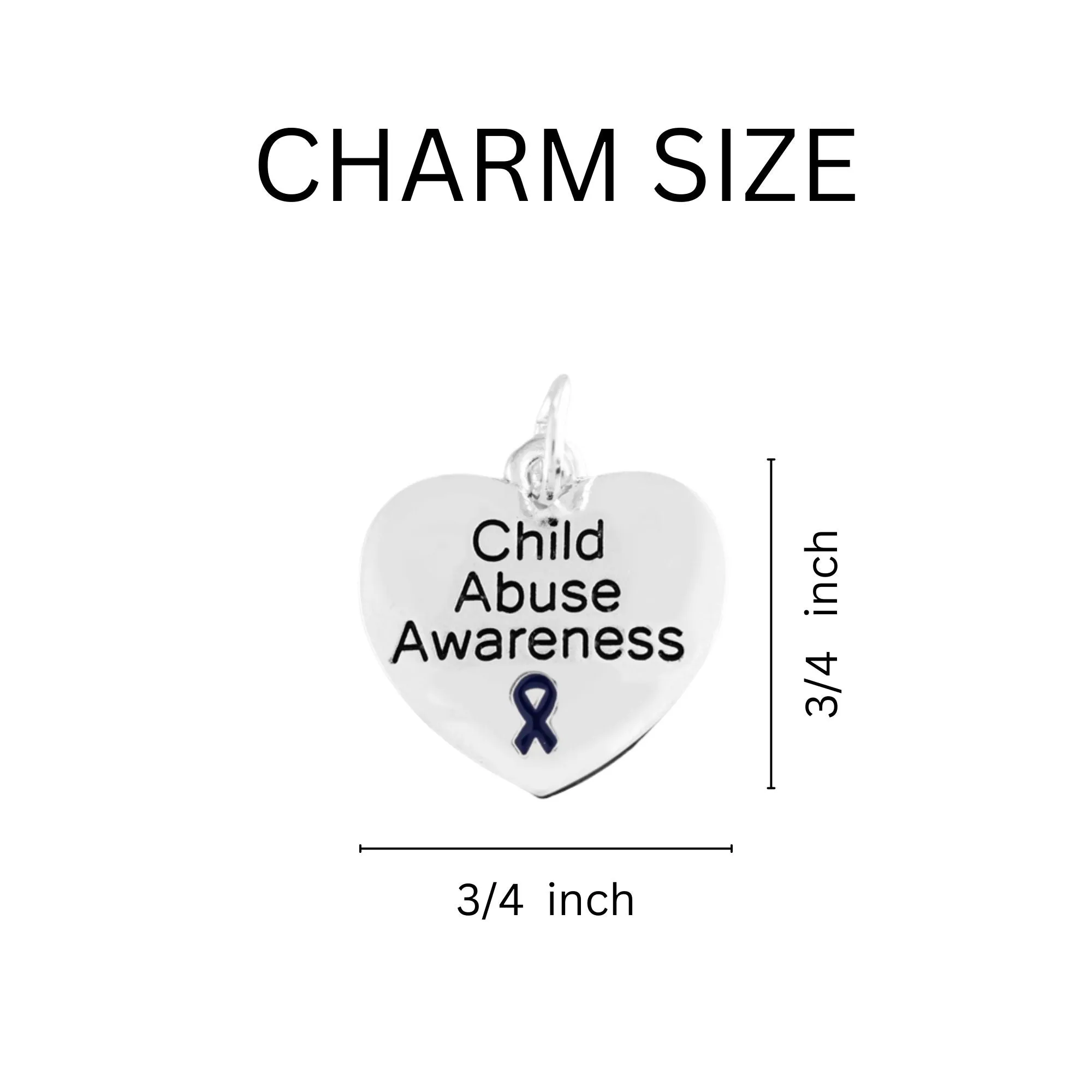 Child Abuse Awareness Dark Blue Ribbon Heart Charm Necklaces