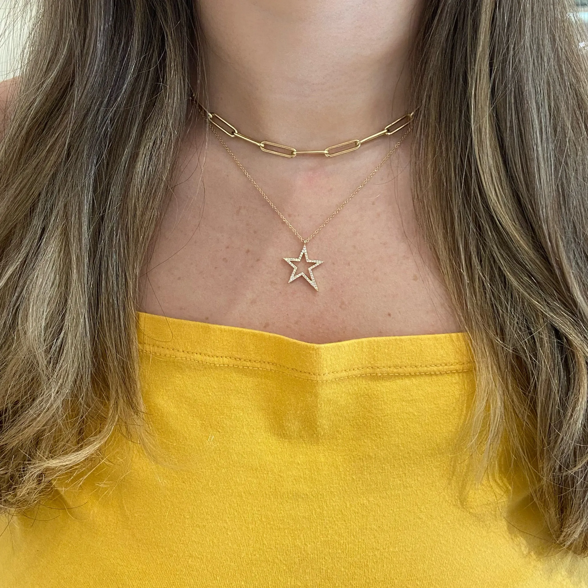 Diamond Asymmetrical Star Pendant Necklace