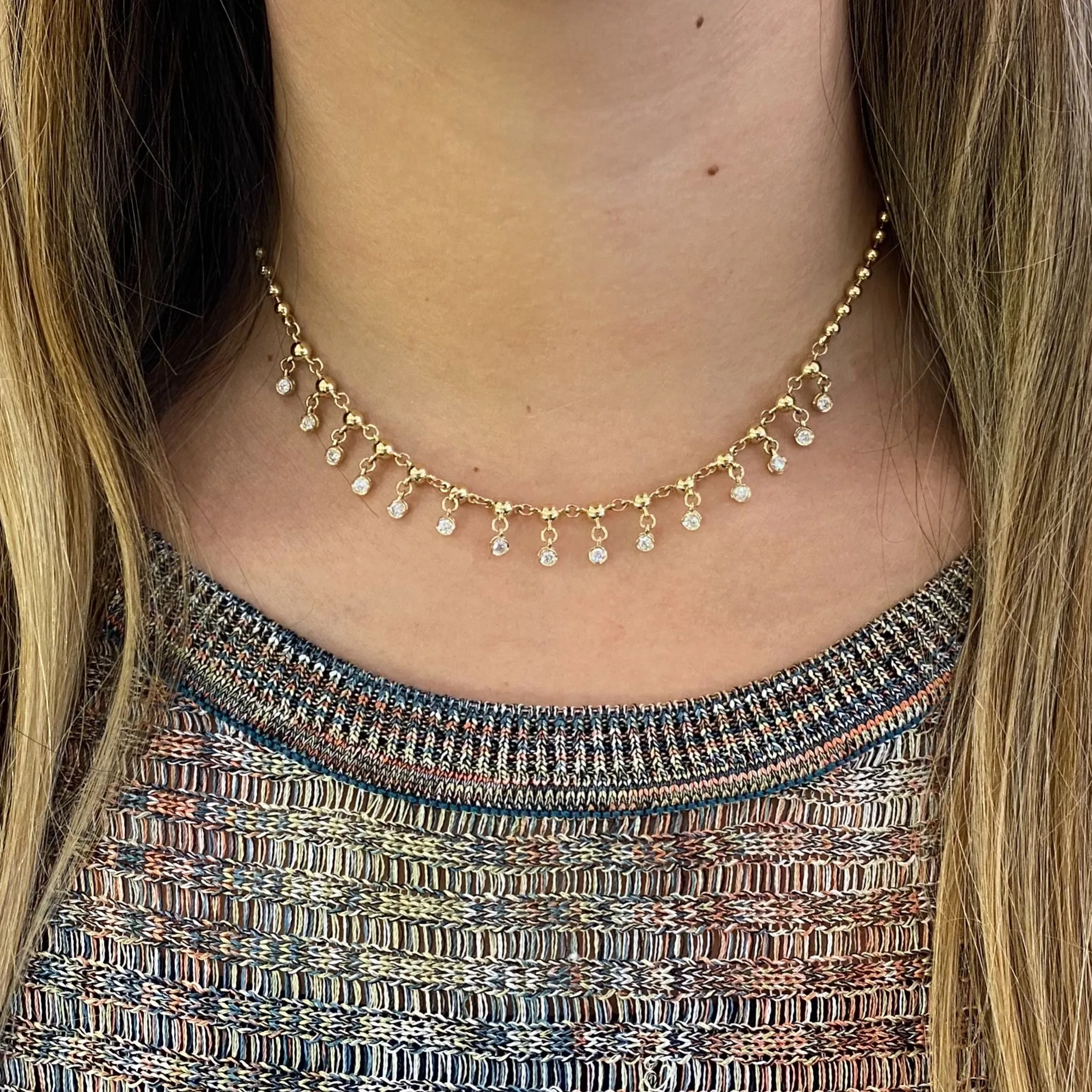 Diamond Bezels Drip Necklace