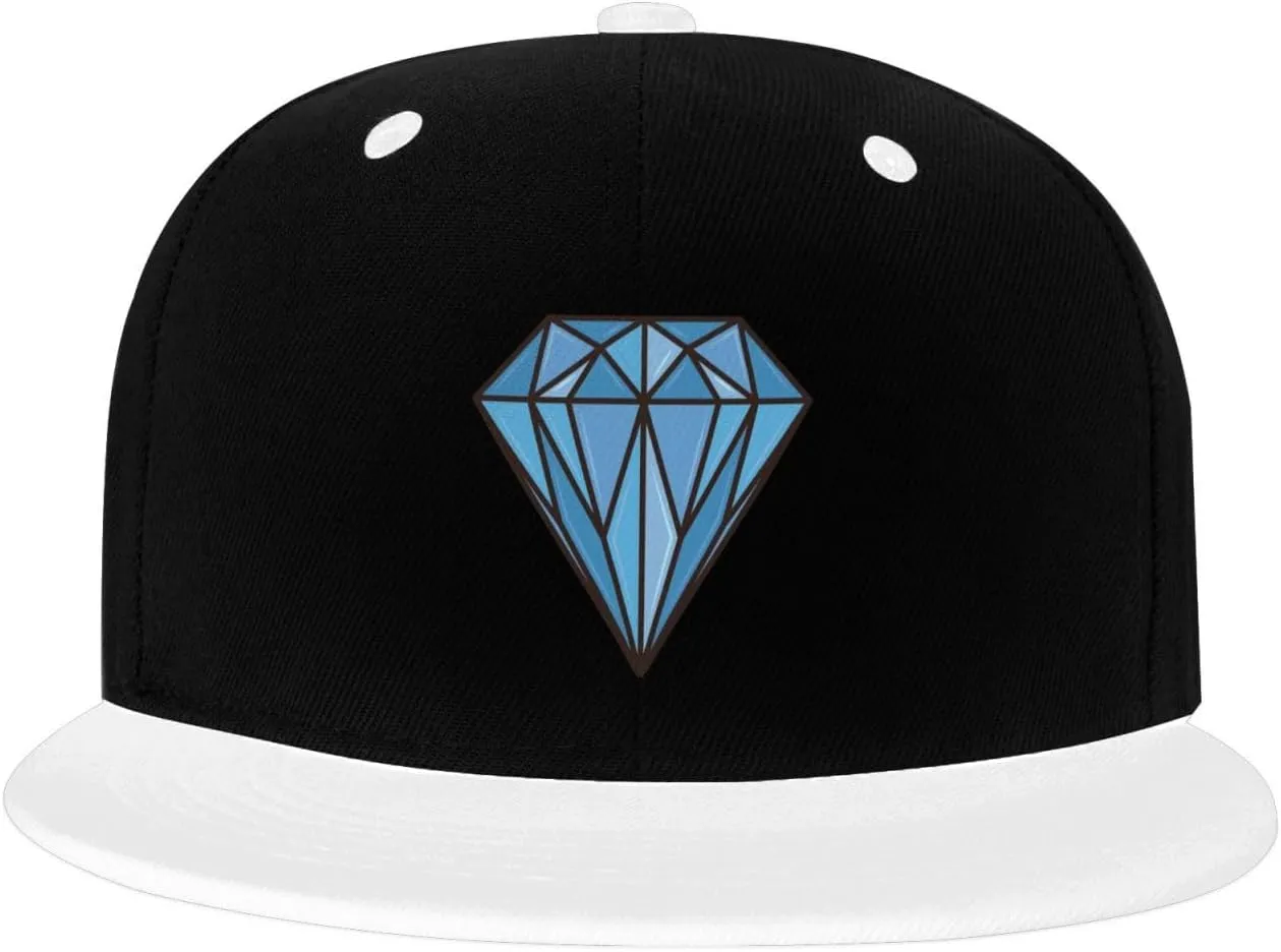 Diamond Snapback Hat Flat Bill Hat Baseball Cap for Men Women Flat Brim Hats