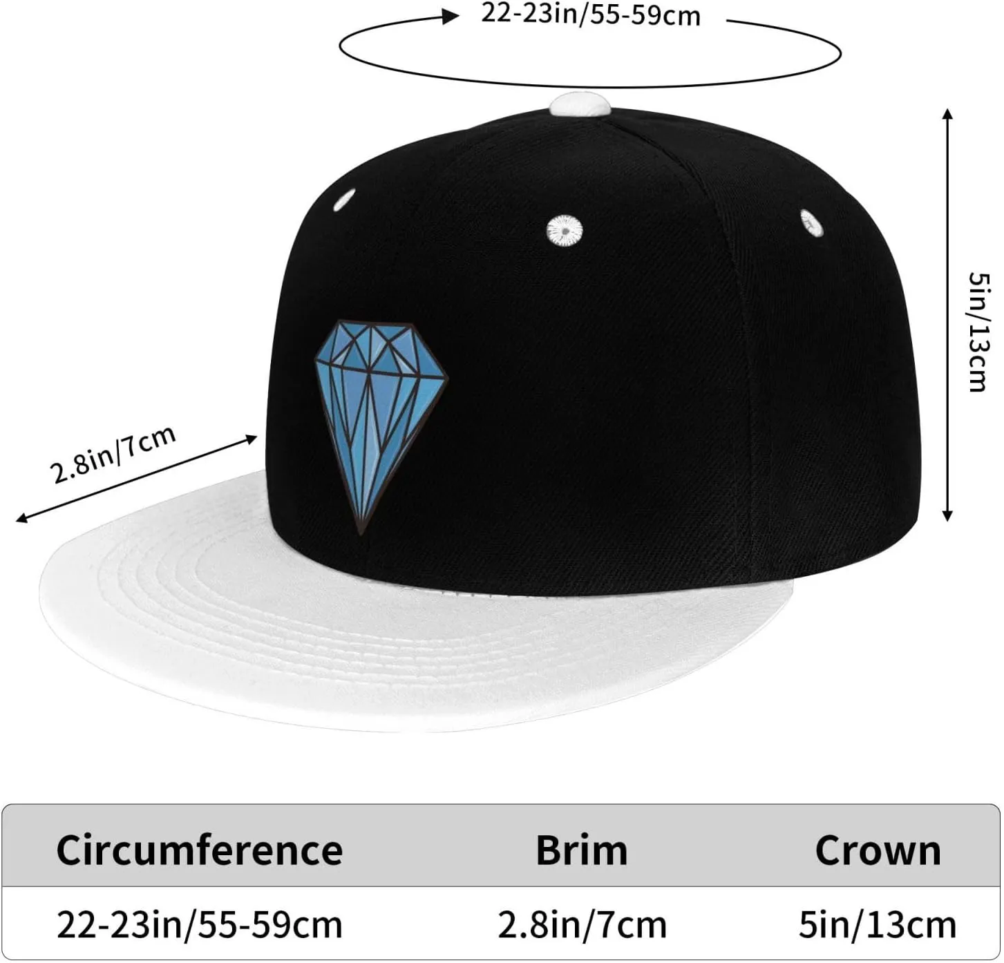 Diamond Snapback Hat Flat Bill Hat Baseball Cap for Men Women Flat Brim Hats