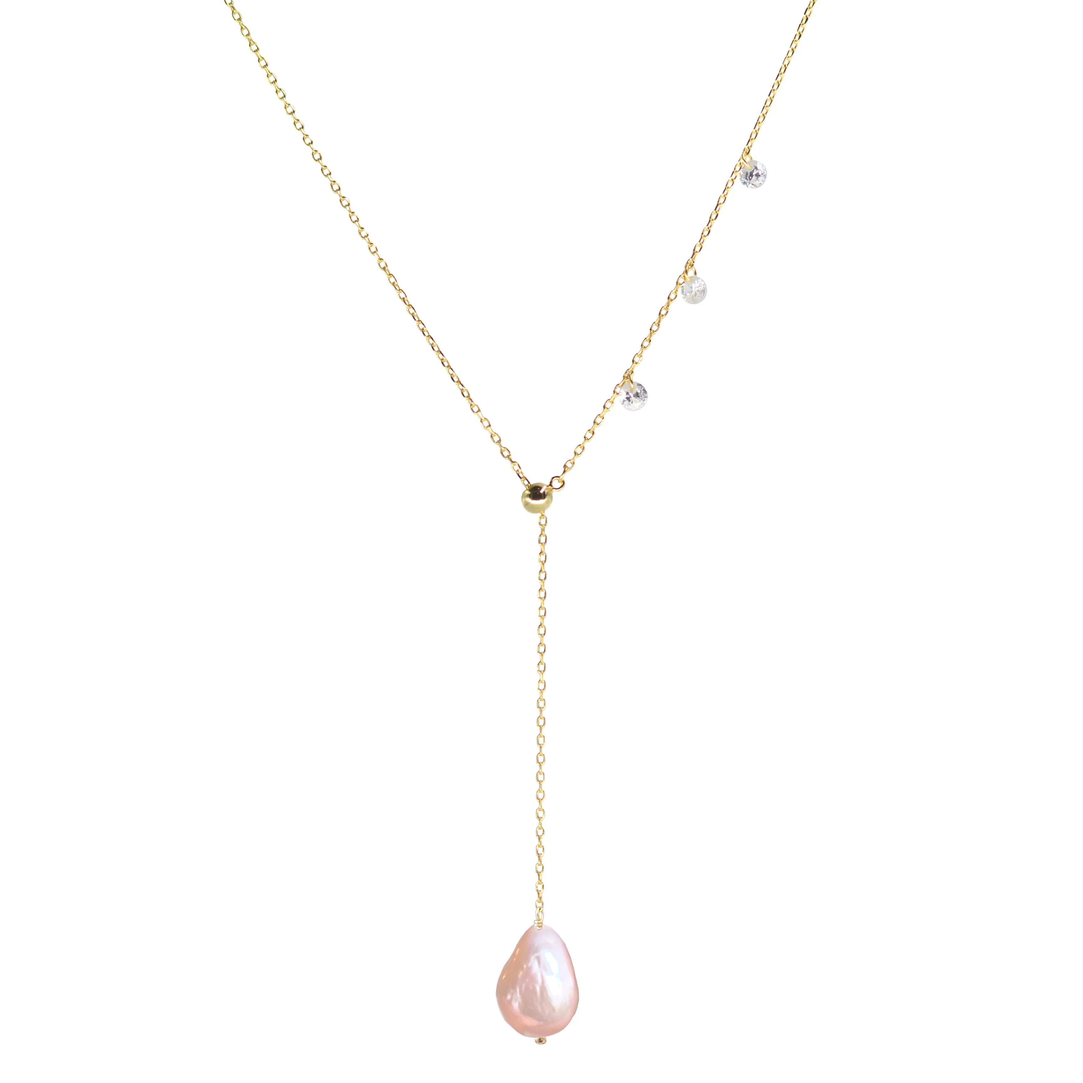 Double Slider Lariat with Pearl Drop