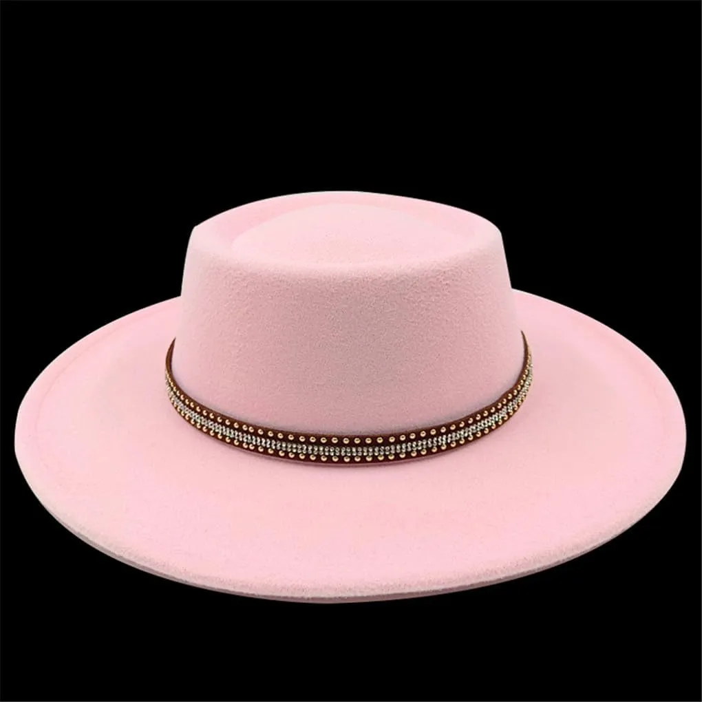 Fedora Hat 8CM Wide Brim Top Women's Jazz Hat Men's Flat Top Fedora Hat Classic Sun Hats