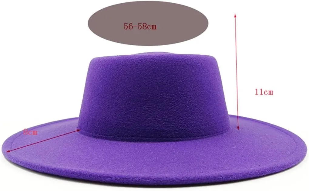 Fedora Hat 8CM Wide Brim Top Women's Jazz Hat Men's Flat Top Fedora Hat Classic Sun Hats