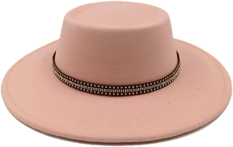 Fedora Hat 8CM Wide Brim Top Women's Jazz Hat Men's Flat Top Fedora Hat Classic Sun Hats