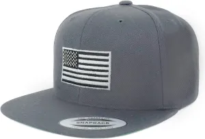 Flexfit Oversize XXL Grey American Flag Embroidered Structured Flatbill Snapback Cap