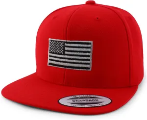 Flexfit Oversize XXL Grey American Flag Embroidered Structured Flatbill Snapback Cap