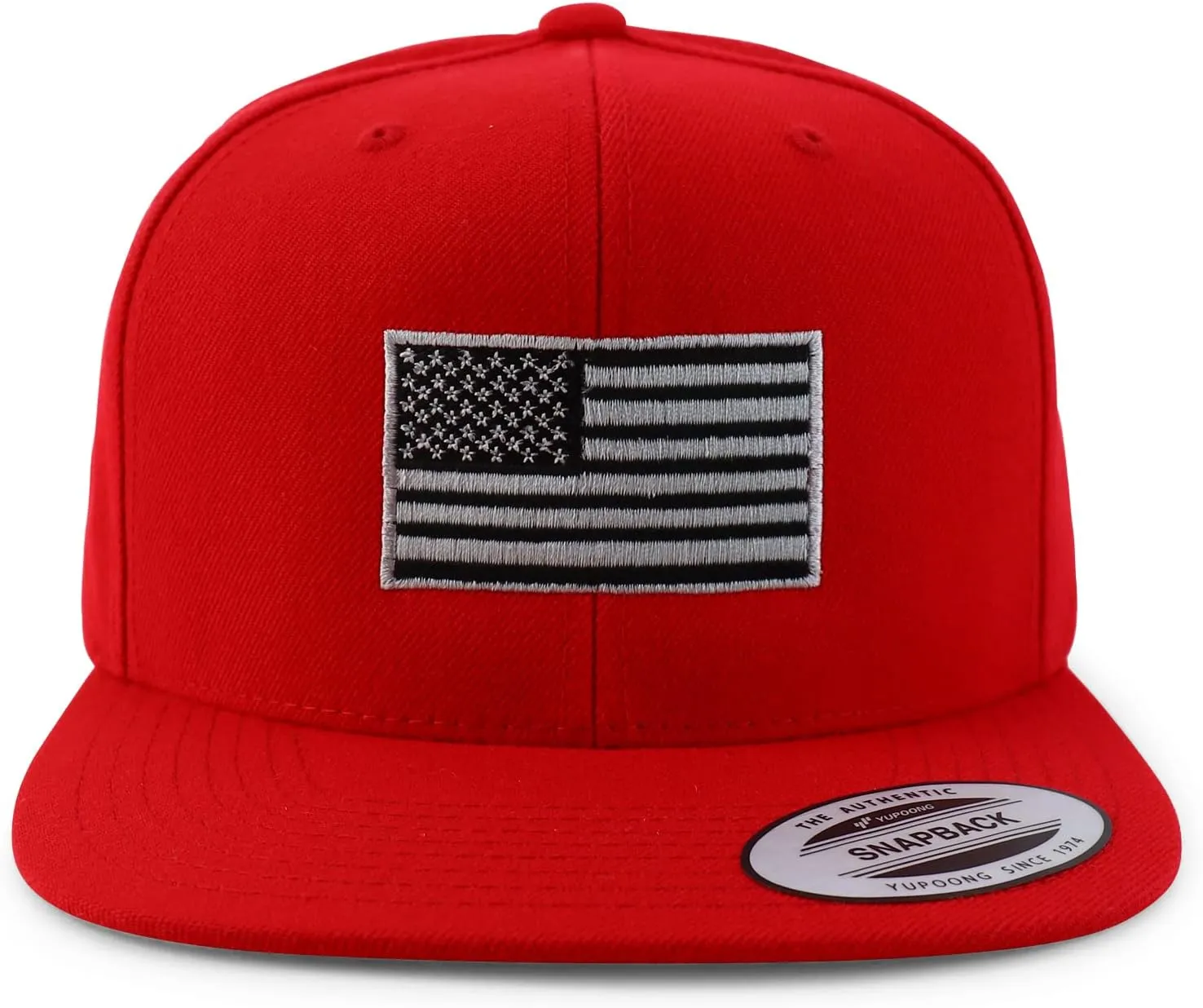 Flexfit Oversize XXL Grey American Flag Embroidered Structured Flatbill Snapback Cap