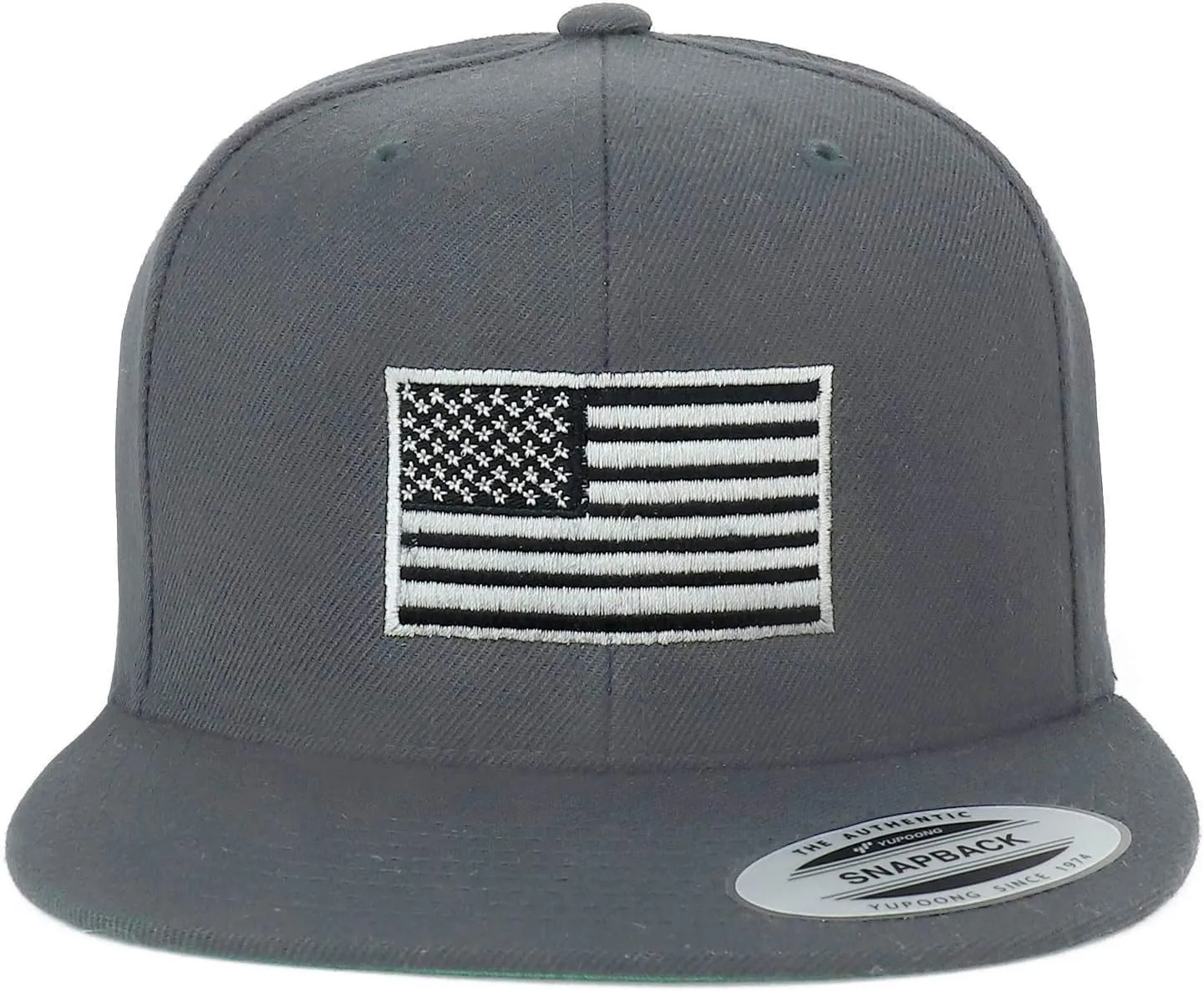 Flexfit Oversize XXL Grey American Flag Embroidered Structured Flatbill Snapback Cap