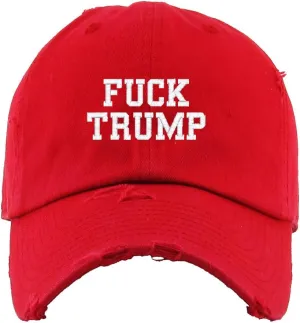 Fuck Trump Vintage Baseball Cap Embroidered Cotton Adjustable Distressed Dad Hat