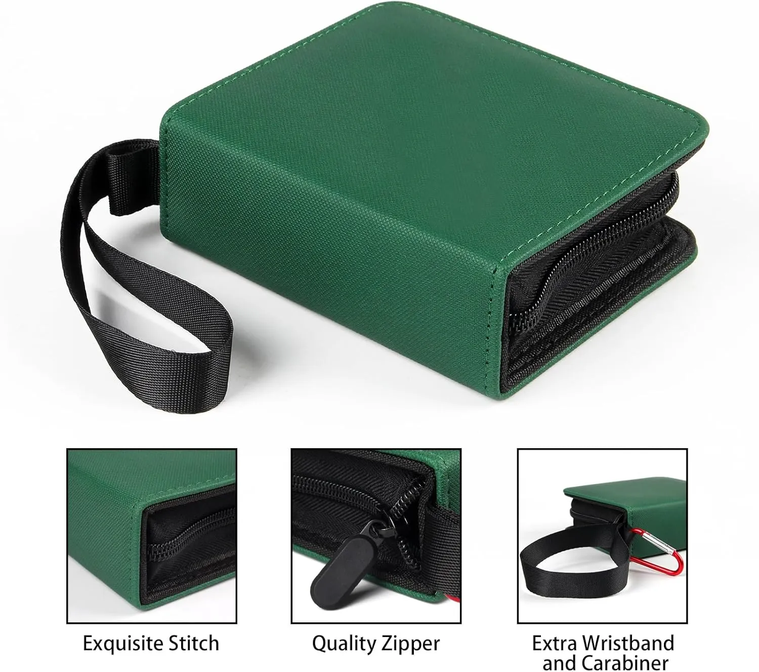 GEAoffice Mini Size Card Binder 1 Pocket, 80 Pockets Small Trading Card Album Book with 40 Removable Sleeves, 80 Top Loading Pockets Binder for TCG, MTG, Sports&Game Cards, Green