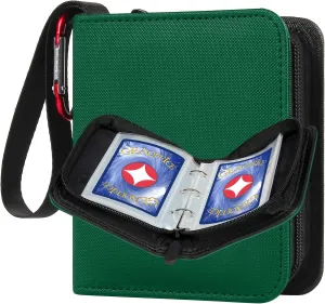GEAoffice Mini Size Card Binder 1 Pocket, 80 Pockets Small Trading Card Album Book with 40 Removable Sleeves, 80 Top Loading Pockets Binder for TCG, MTG, Sports&Game Cards, Green