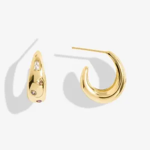 Gem Glow Gem Cluster Gold Plated Hoop Earrings 7186