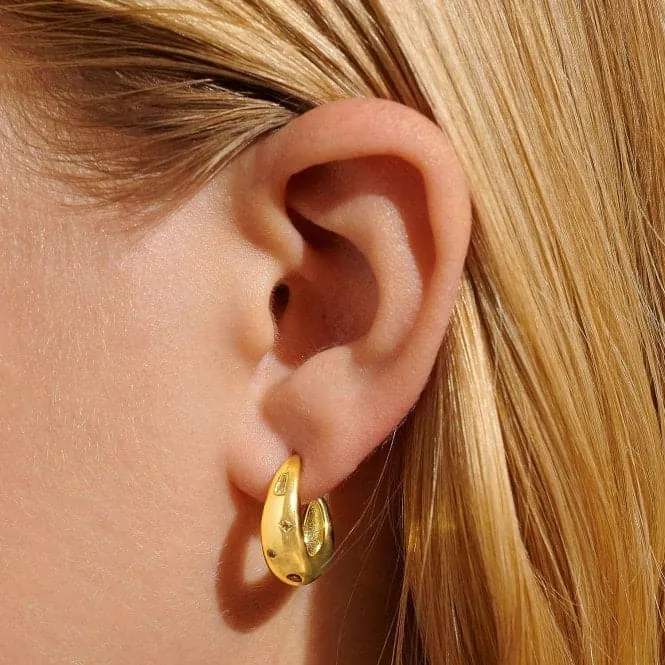 Gem Glow Gem Cluster Gold Plated Hoop Earrings 7186
