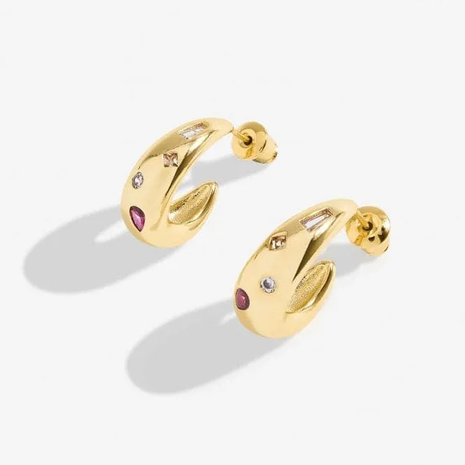 Gem Glow Gem Cluster Gold Plated Hoop Earrings 7186