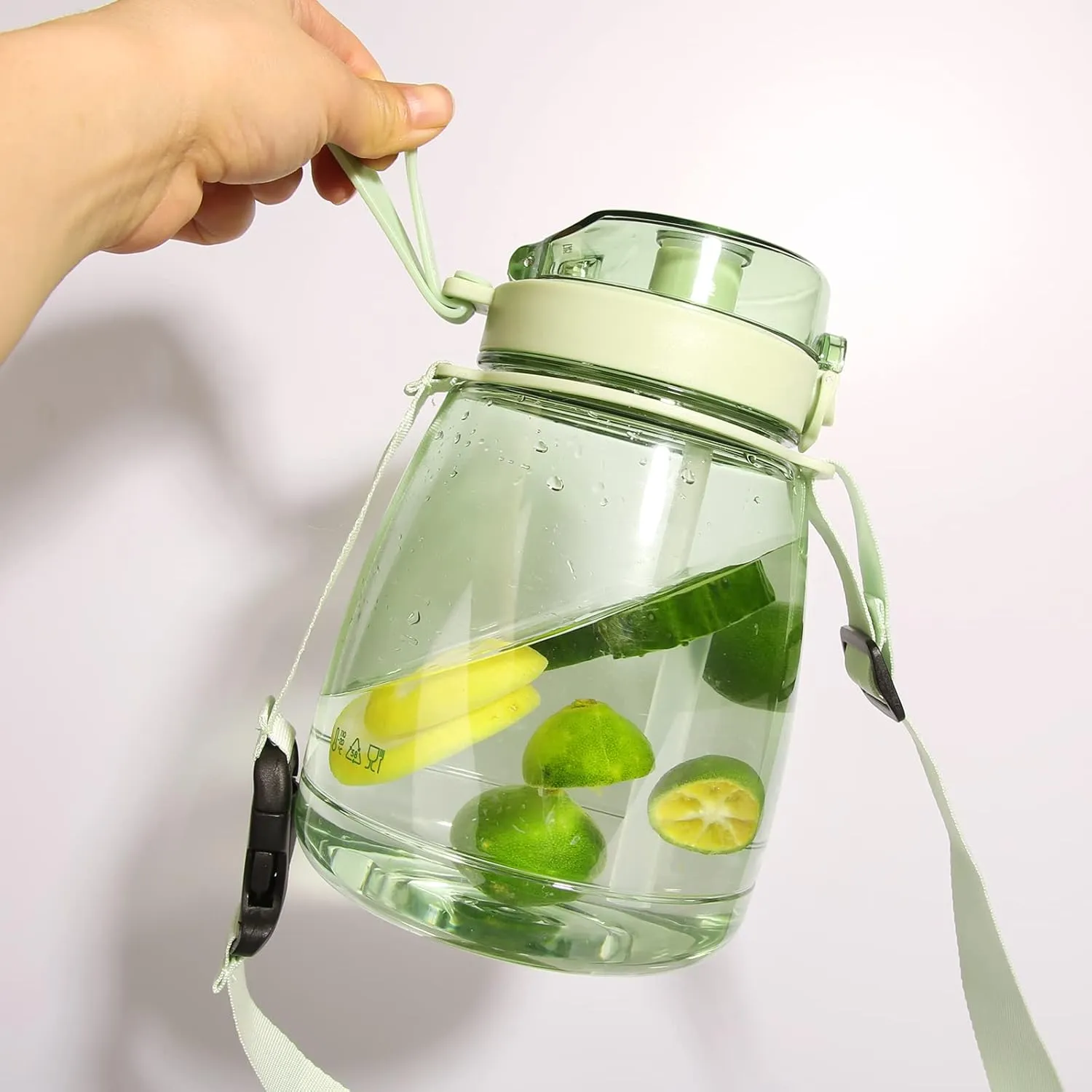 Girls Water Bottles for School, Upgrade Aesthetic Water Bottles, Cute Water Bottle with Handle, Water Jug Green