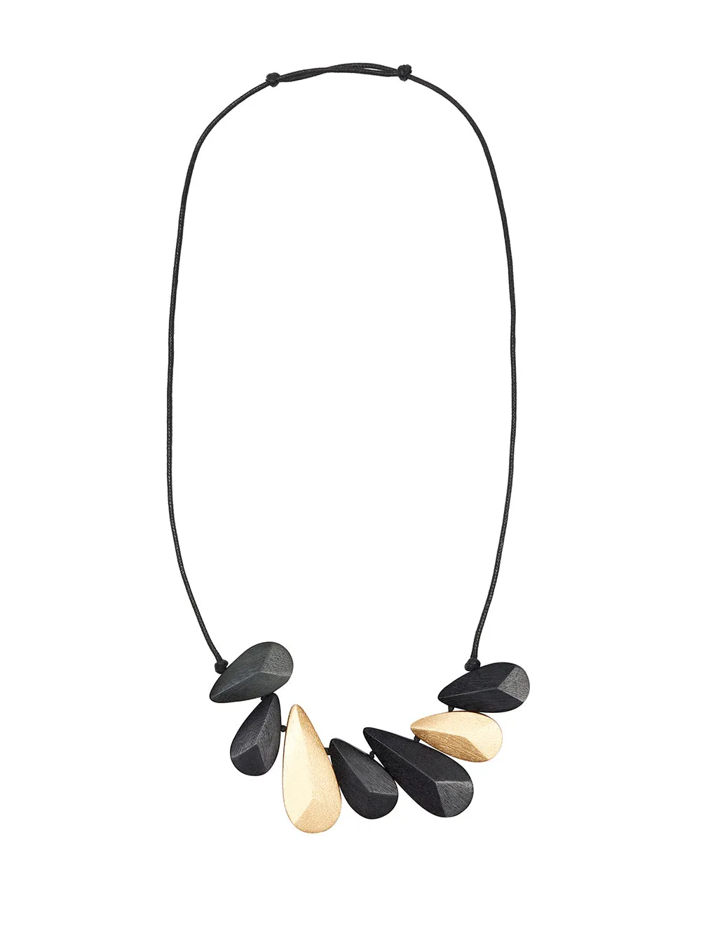 Gold Accent Statement Wood Necklace