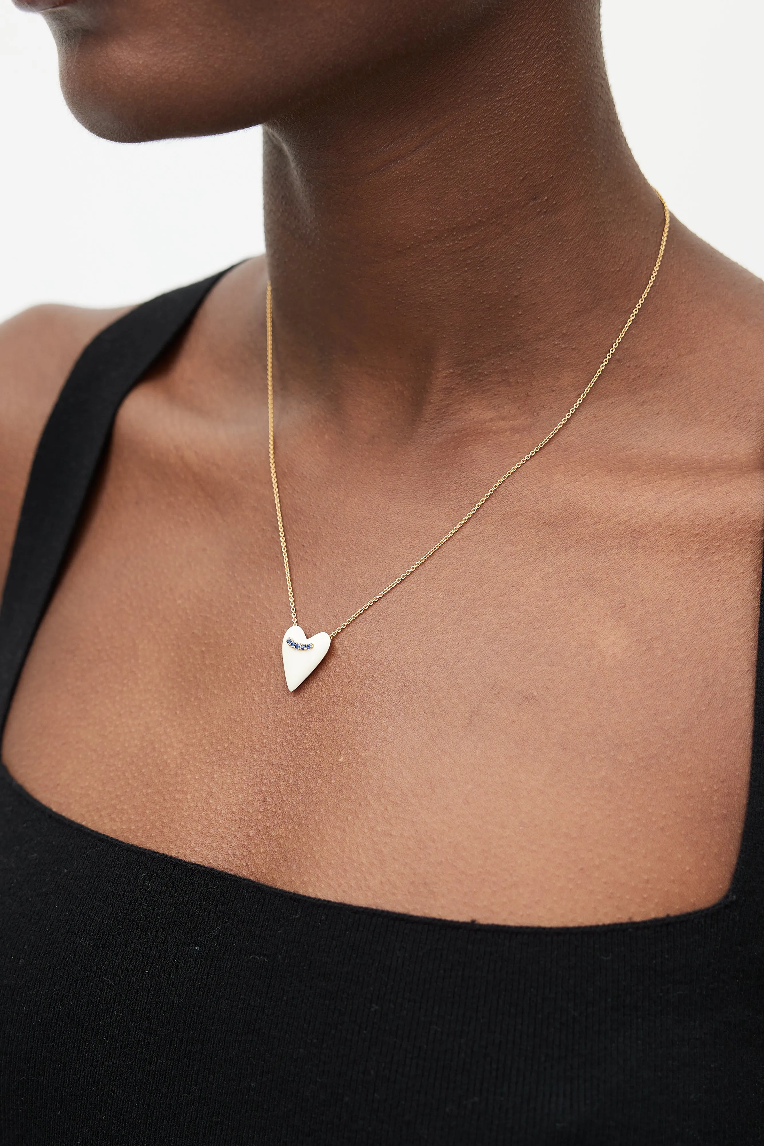 Gold & White Heart Necklace