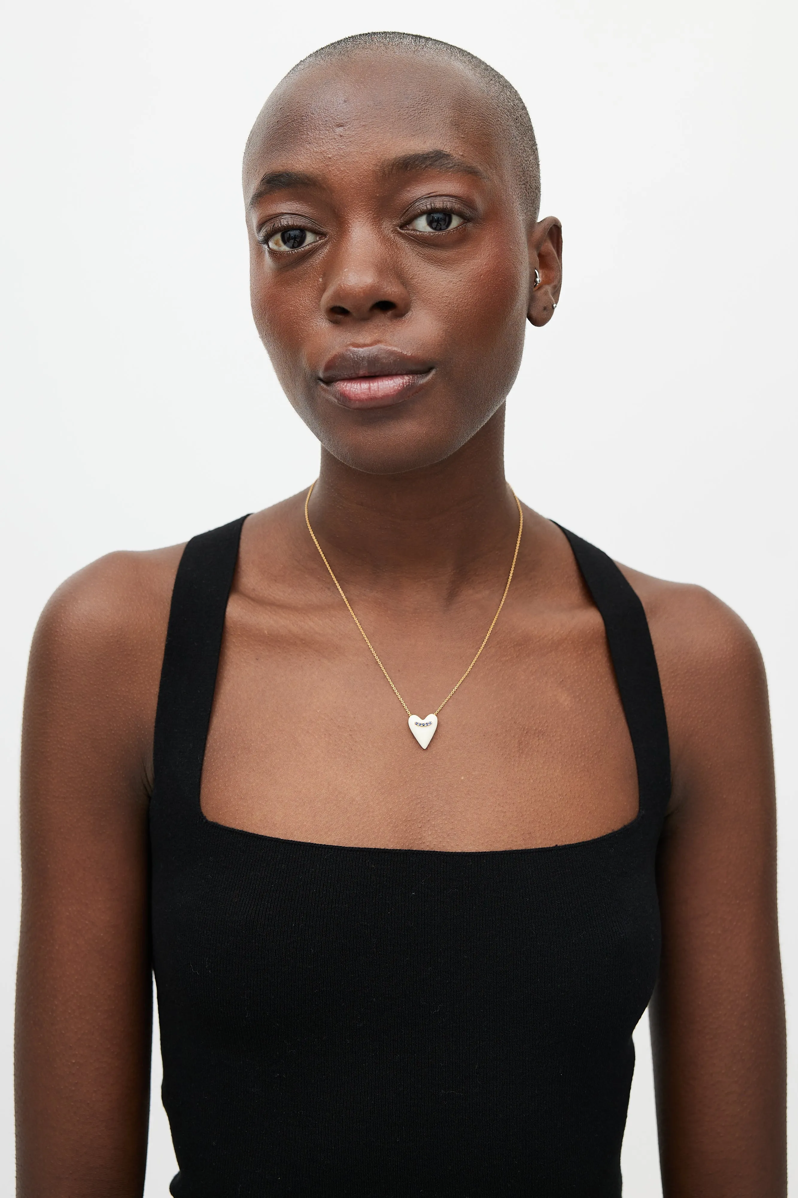 Gold & White Heart Necklace