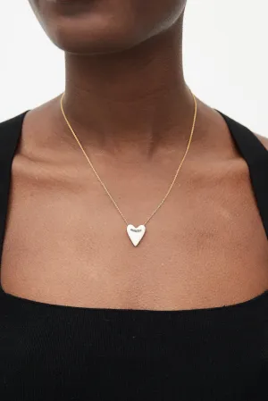 Gold & White Heart Necklace