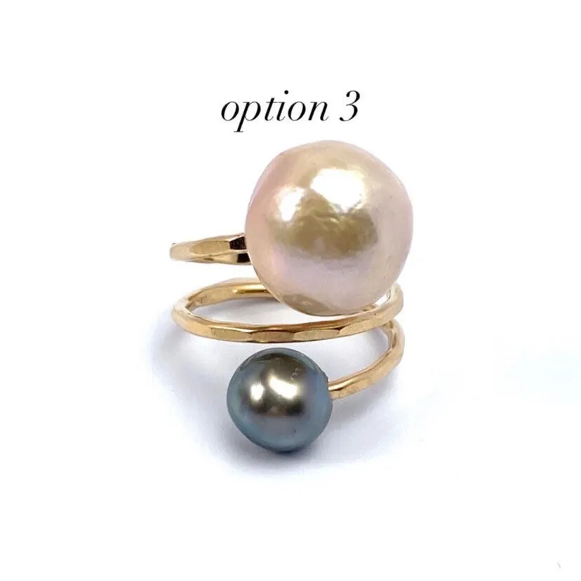Gorgeous Adjustable 14KGF Edison, Tahitian, and South Sea Pearl Rings, 14K Gold Filled, 14K Gold Fill, GPR-14