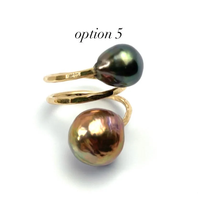 Gorgeous Adjustable 14KGF Edison, Tahitian, and South Sea Pearl Rings, 14K Gold Filled, 14K Gold Fill, GPR-14